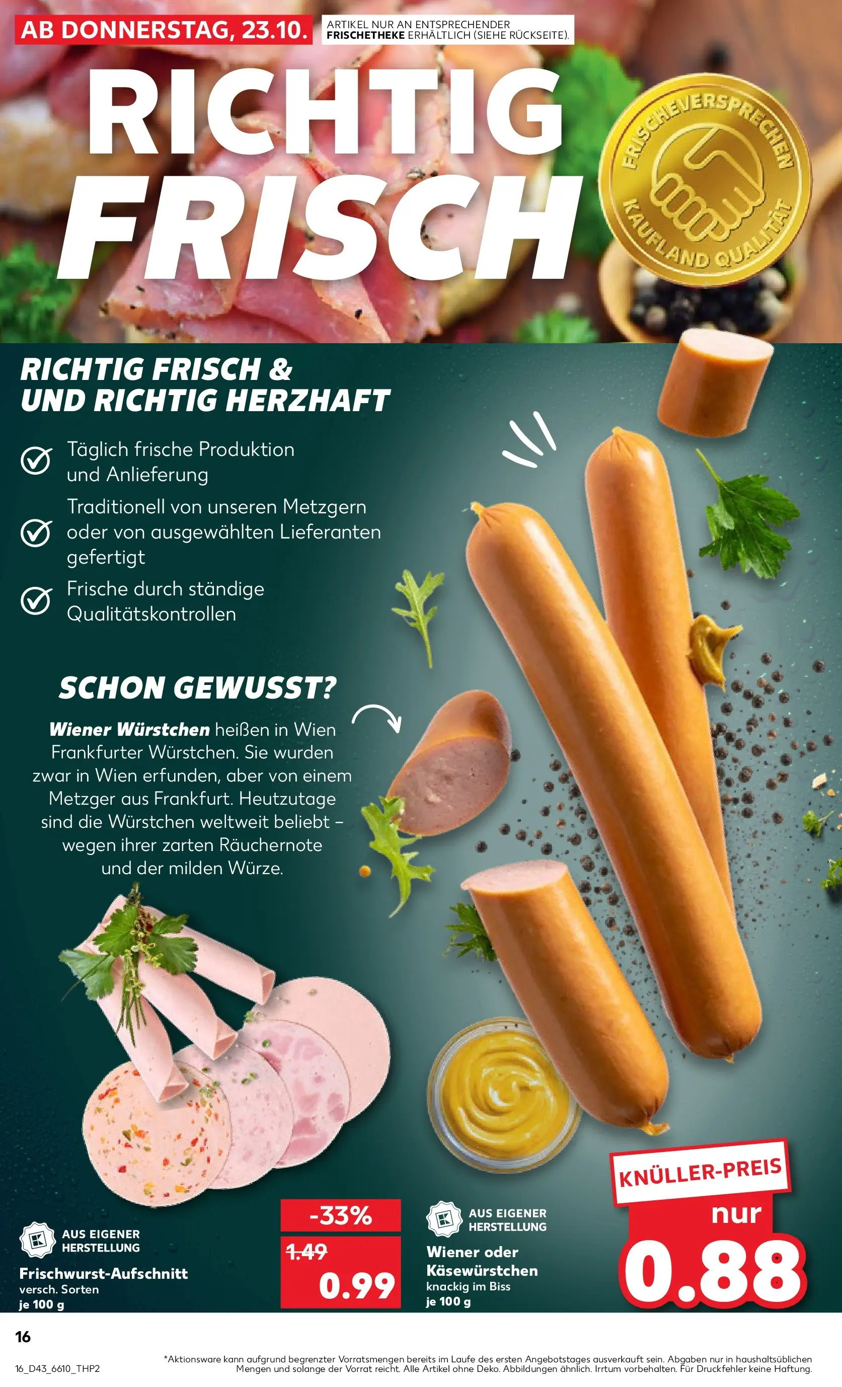 Prospekt Kaufland ab 23.10.2025 » Angebote Online zum Blättern | Seite: 16 | Produkte: Wiener wurstchen