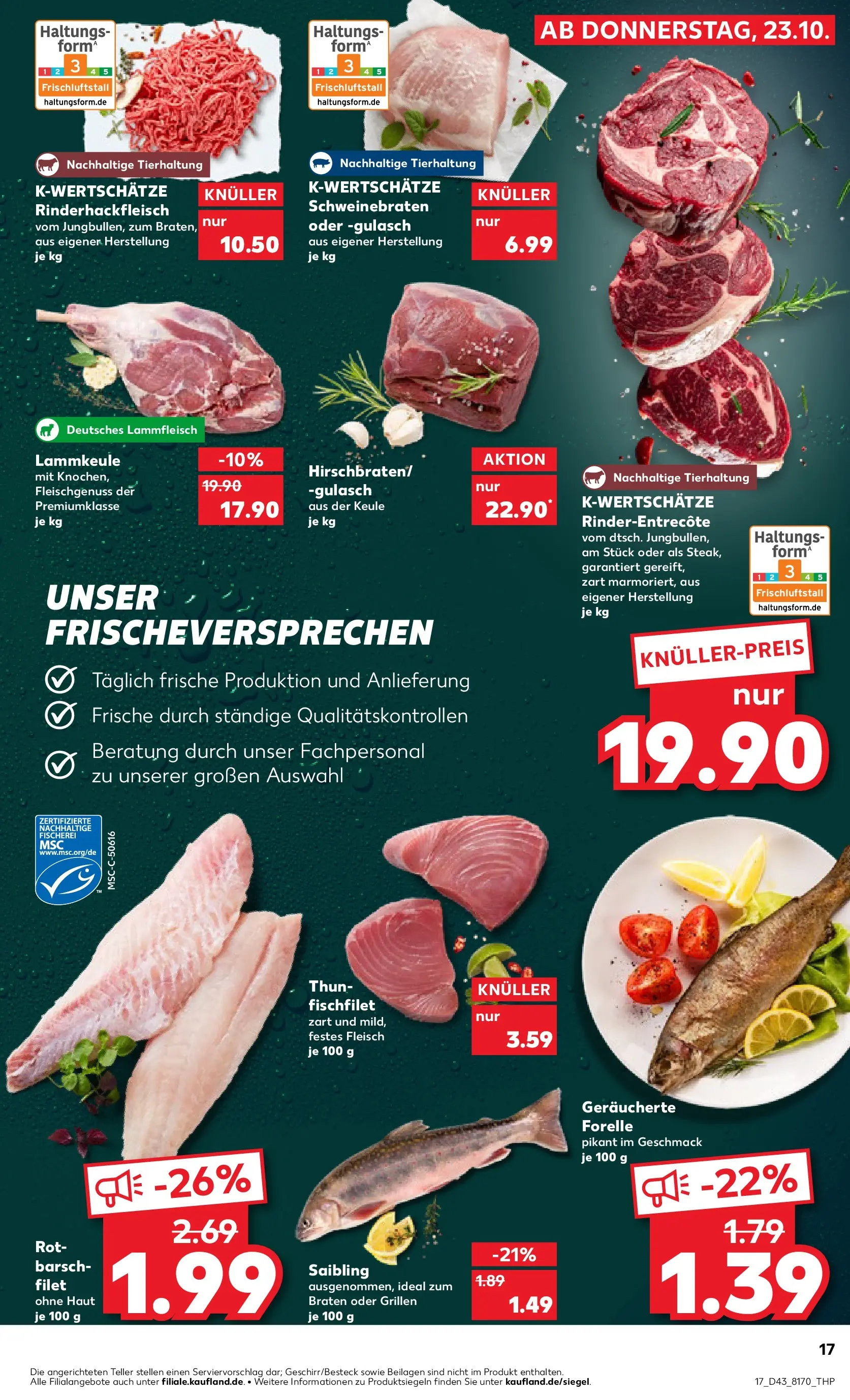 Prospekt Kaufland ab 23.10.2025 » Angebote Online zum Blättern | Seite: 17 | Produkte: Lammkeule, Gulasch, Fleisch