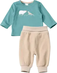 ALANA Set mit Langarmshirt & Hose aus Velours, blau + beige, Gr. 62