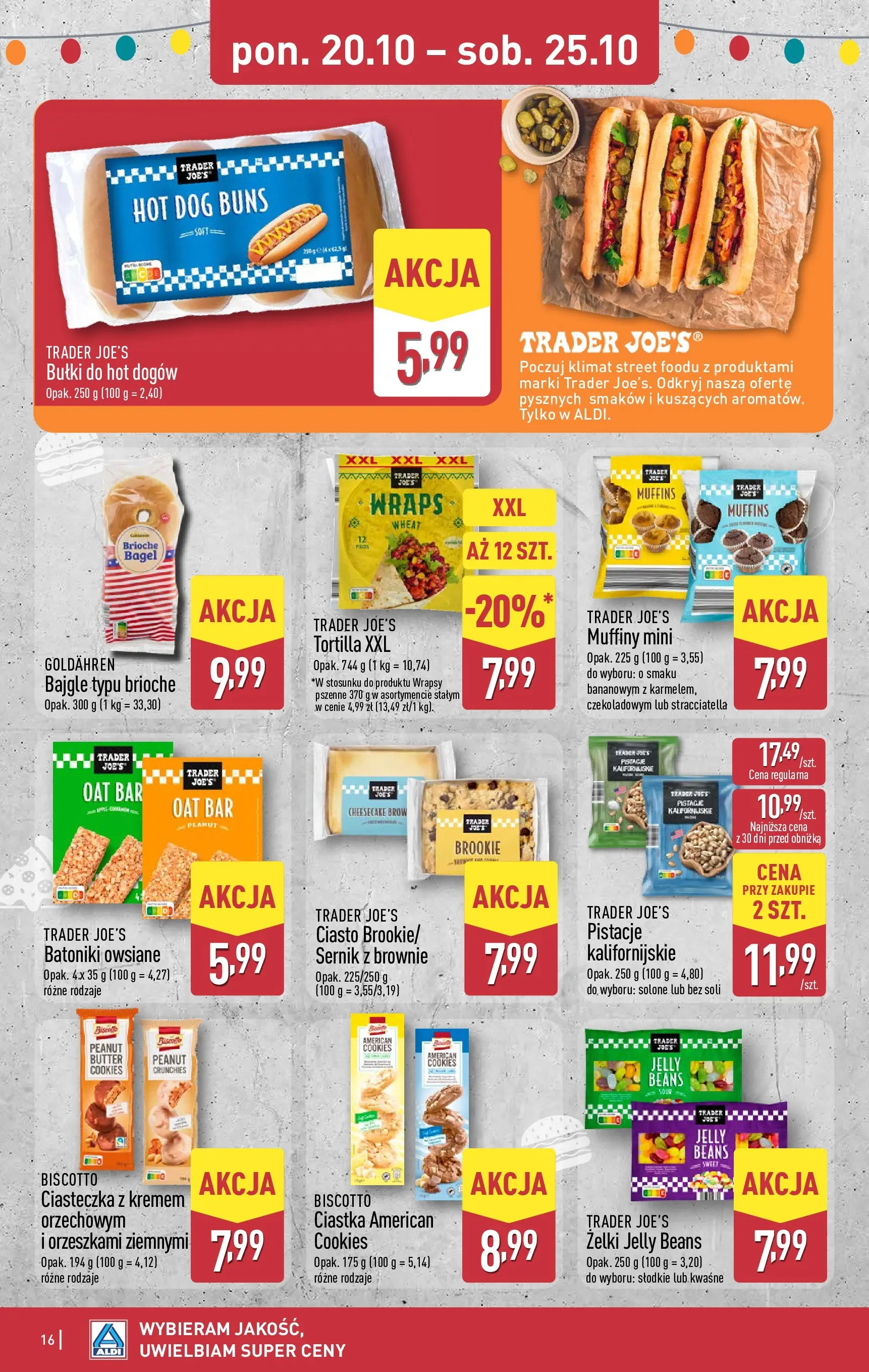 Aldi - Aż do 80% taniej w ALDI od 19.10.2025 - Ulotka PDF, promocje | Strona: 16 | Produkty: Ciasto, Brownie, Bułki do hot dogów, Ciastka