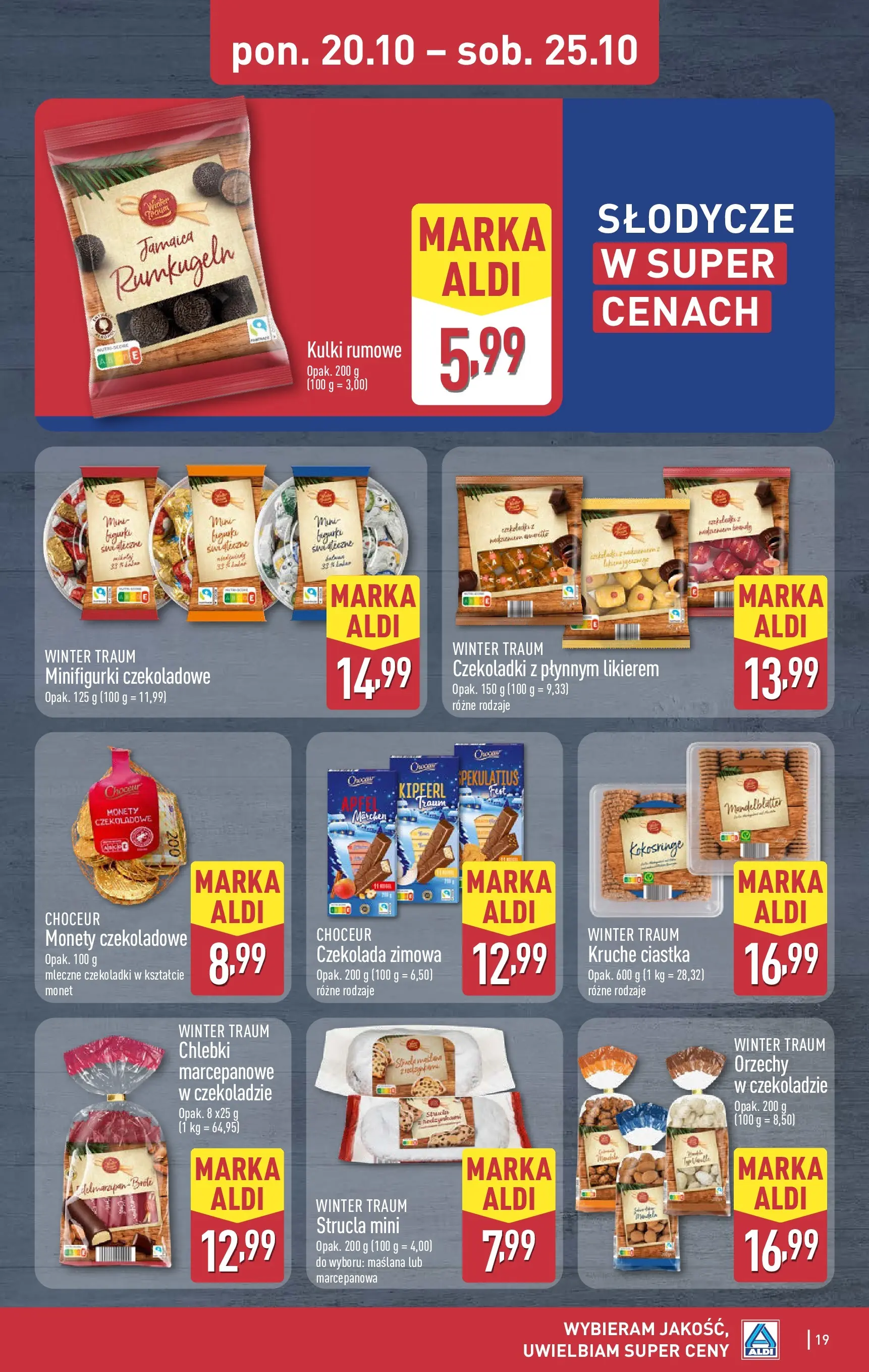 Aldi - Aż do 80% taniej w ALDI od 19.10.2025 - Ulotka PDF, promocje | Strona: 19 | Produkty: Czekoladki, Czekolada, Ciastka, Orzechy