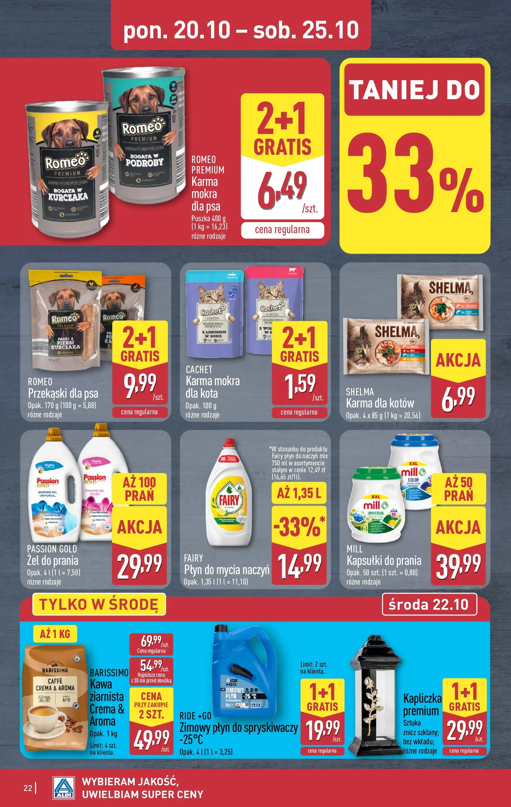 Aldi - Aż do 80% taniej w ALDI od 19.10.2025 - Ulotka PDF, promocje | Strona: 22 | Produkty: Piersi, Płyn do spryskiwaczy, Fairy, Płyn do mycia naczyń