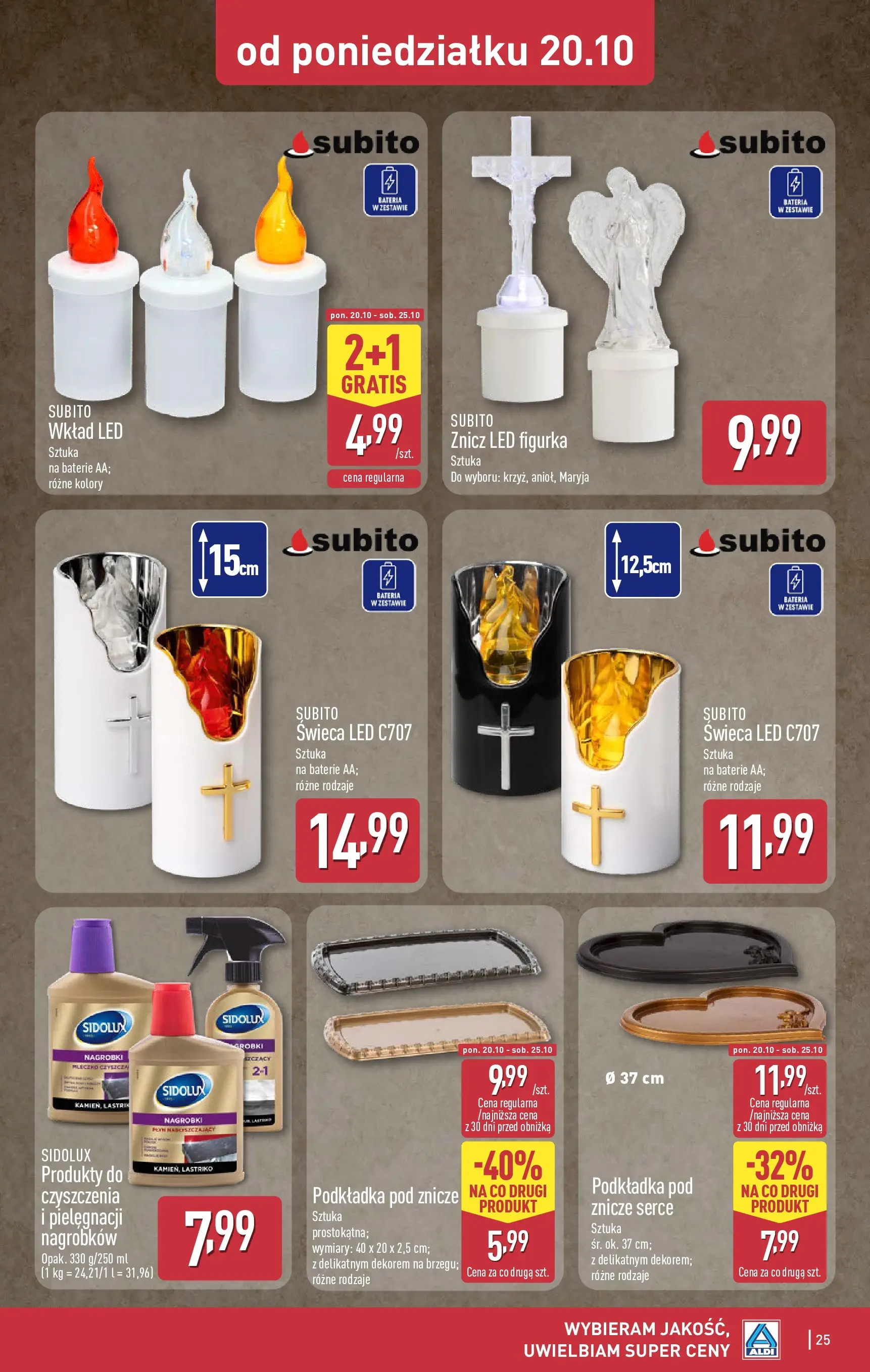 Aldi - Aż do 80% taniej w ALDI od 19.10.2025 - Ulotka PDF, promocje | Strona: 25 | Produkty: Znicz LED, Baterie, Znicze, Bateria