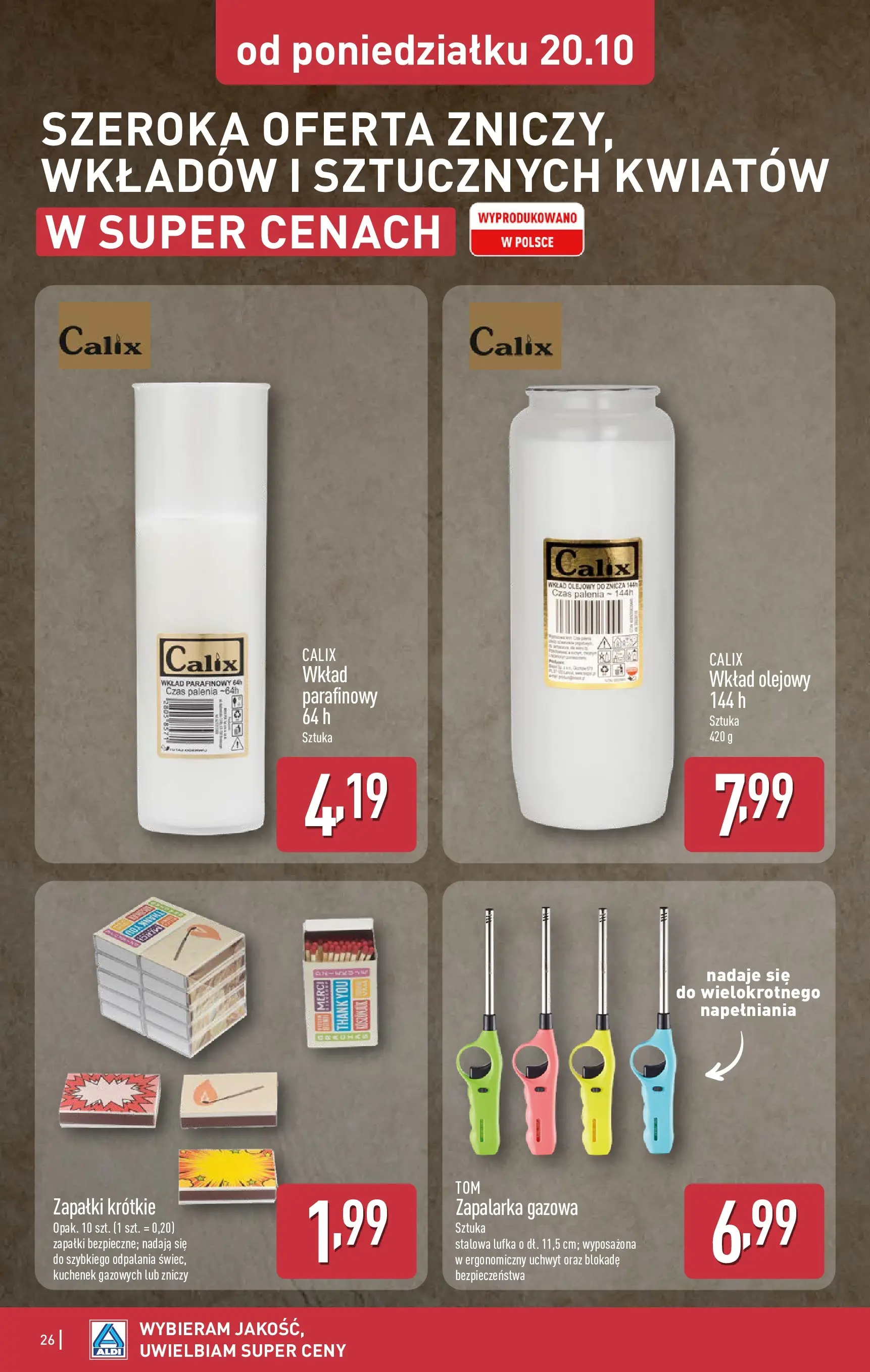 Aldi - Aż do 80% taniej w ALDI od 19.10.2025 - Ulotka PDF, promocje | Strona: 26 | Produkty: Wkład olejowy do znicza