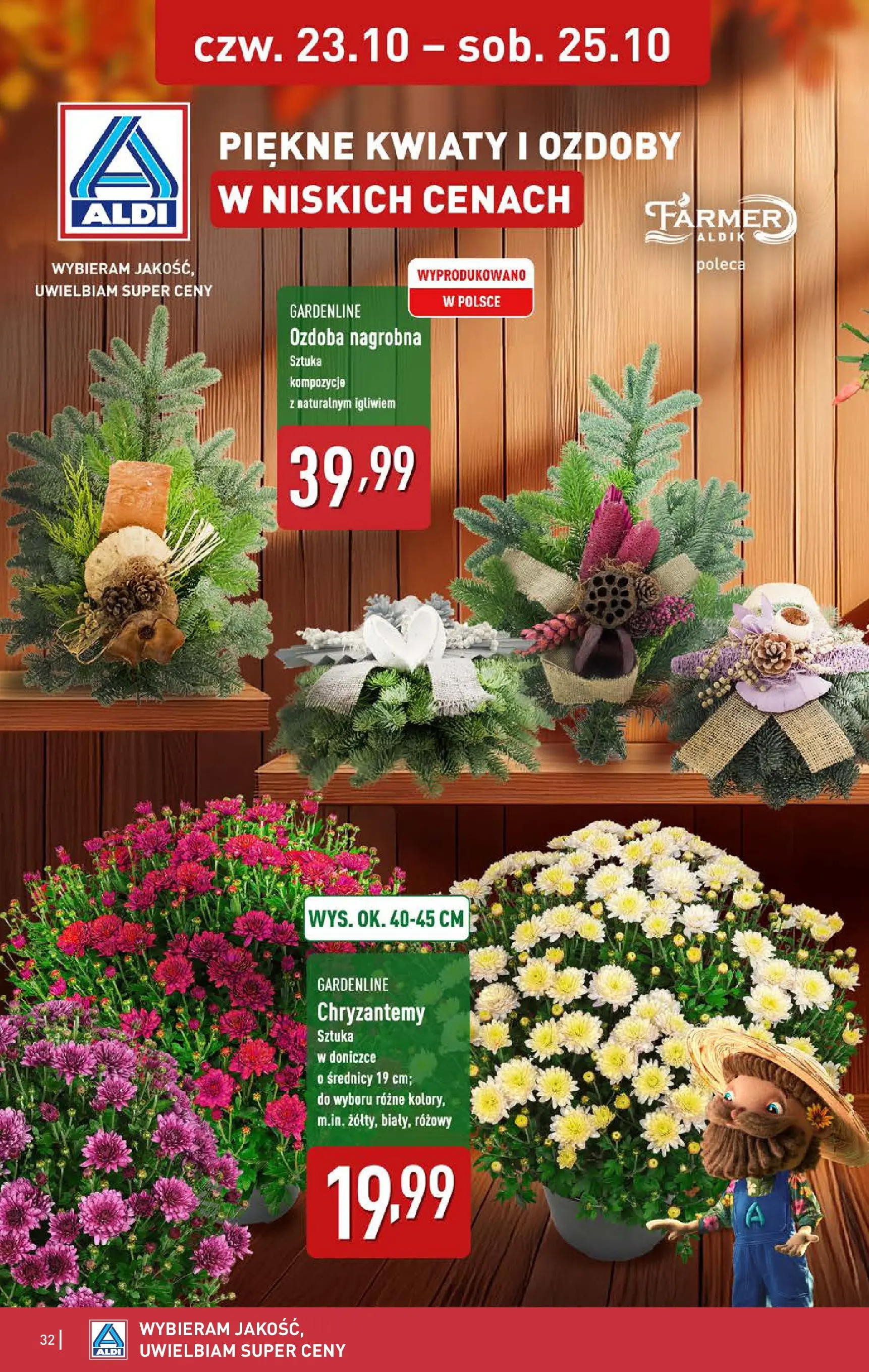 Aldi - Aż do 80% taniej w ALDI od 19.10.2025 - Ulotka PDF, promocje | Strona: 32 | Produkty: Chryzantemy, Kwiaty