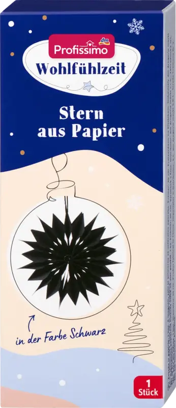 Profissimo Stern aus Papier, schwarz