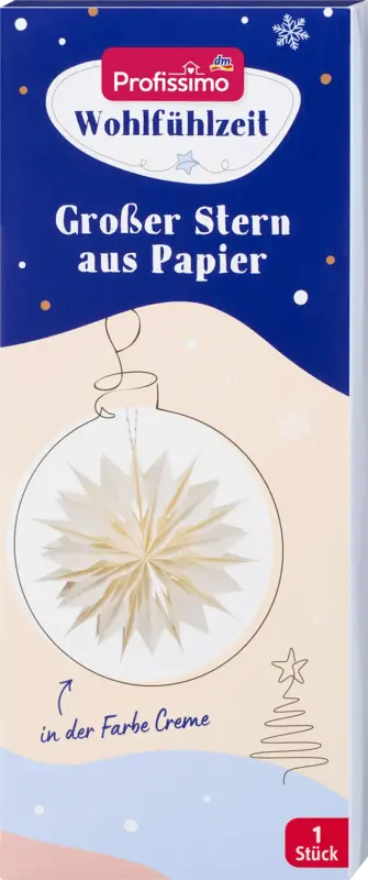 Profissimo Stern aus Papier, groß, creme