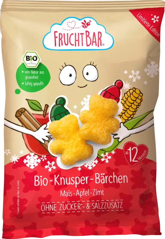 FruchtBar Kindersnack Knusper-Bärchen Mais, Apfel & Zimt ab 12 Monaten