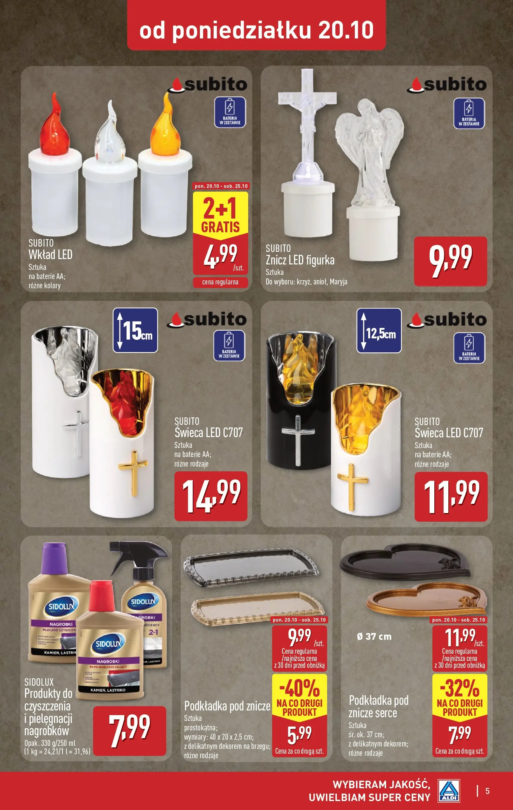 Aldi - Światełko pamięci z ALDI od 19.10.2025 - Ulotka PDF, promocje | Strona: 5 | Produkty: Znicz LED, Baterie, Znicze, Bateria