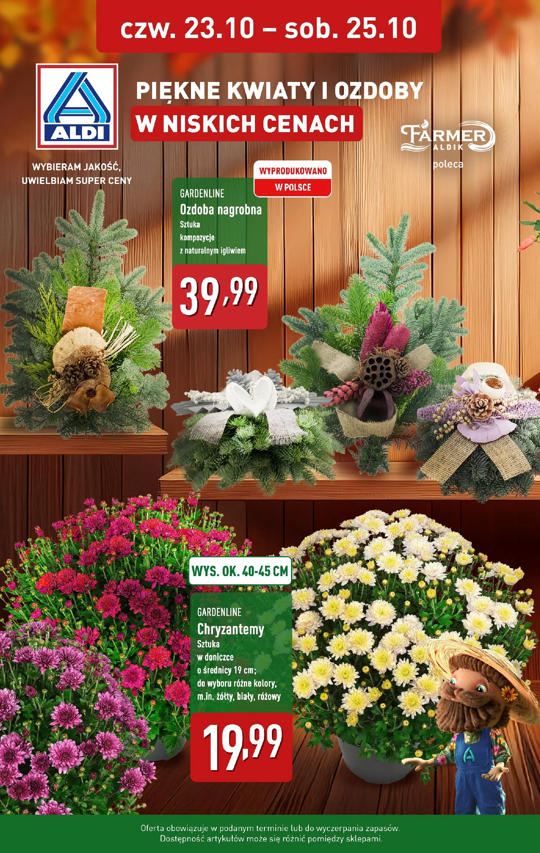 Aldi Gazetka - Piękne kwiaty i ozdoby od 23.10.2025 - Ulotka PDF, promocje | Strona: 1 | Produkty: Chryzantemy, Kwiaty