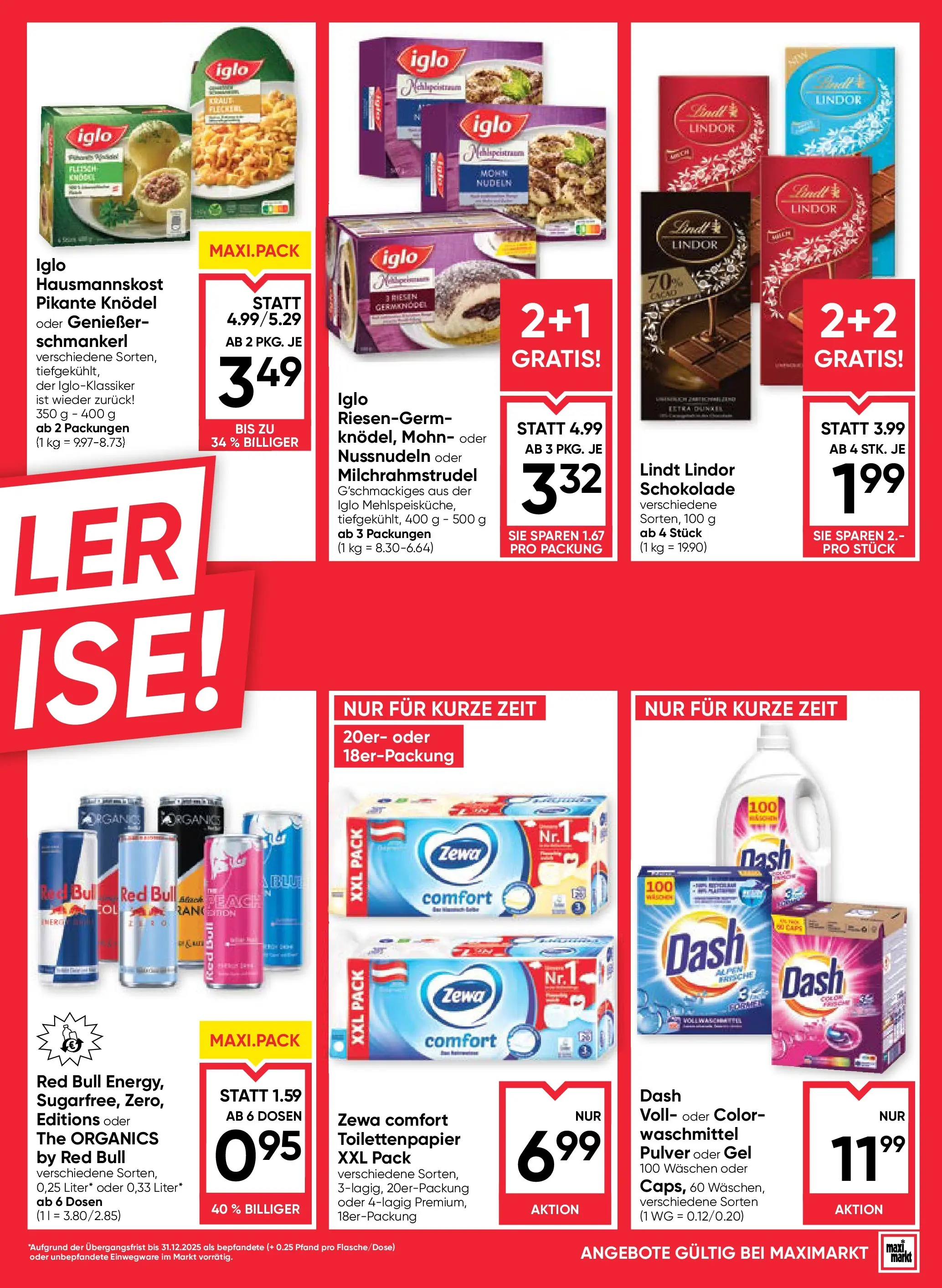 Maximarkt Vöcklabruck, Wels von 23.10.2025 - Aktuelle Angebote | Seite: 5 | Produkte: Schokolade, Nudeln, Waschmittel