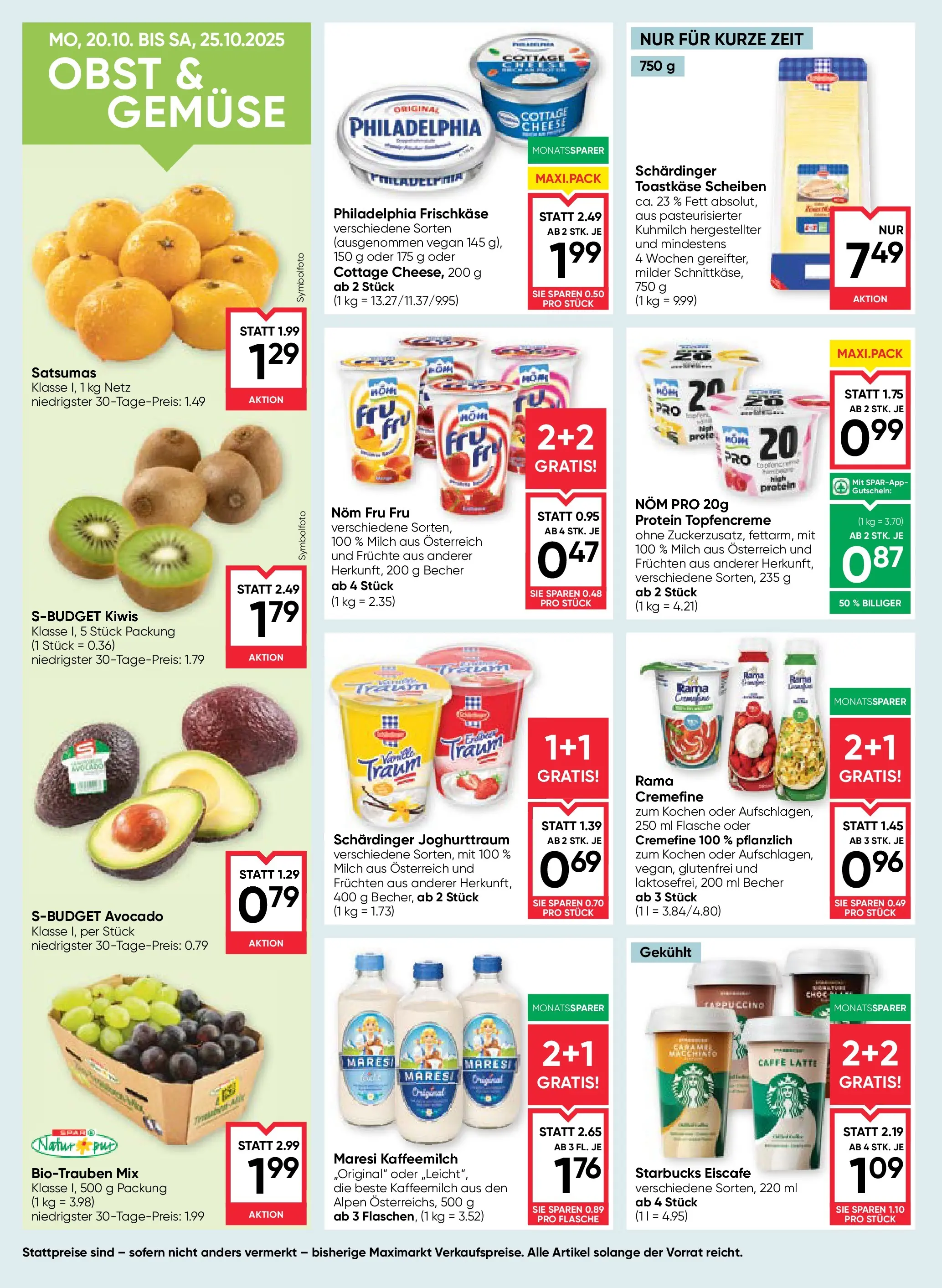 Maximarkt Vöcklabruck, Wels von 23.10.2025 - Aktuelle Angebote | Seite: 10 | Produkte: Avocado, Gemüse, Obst, Milch