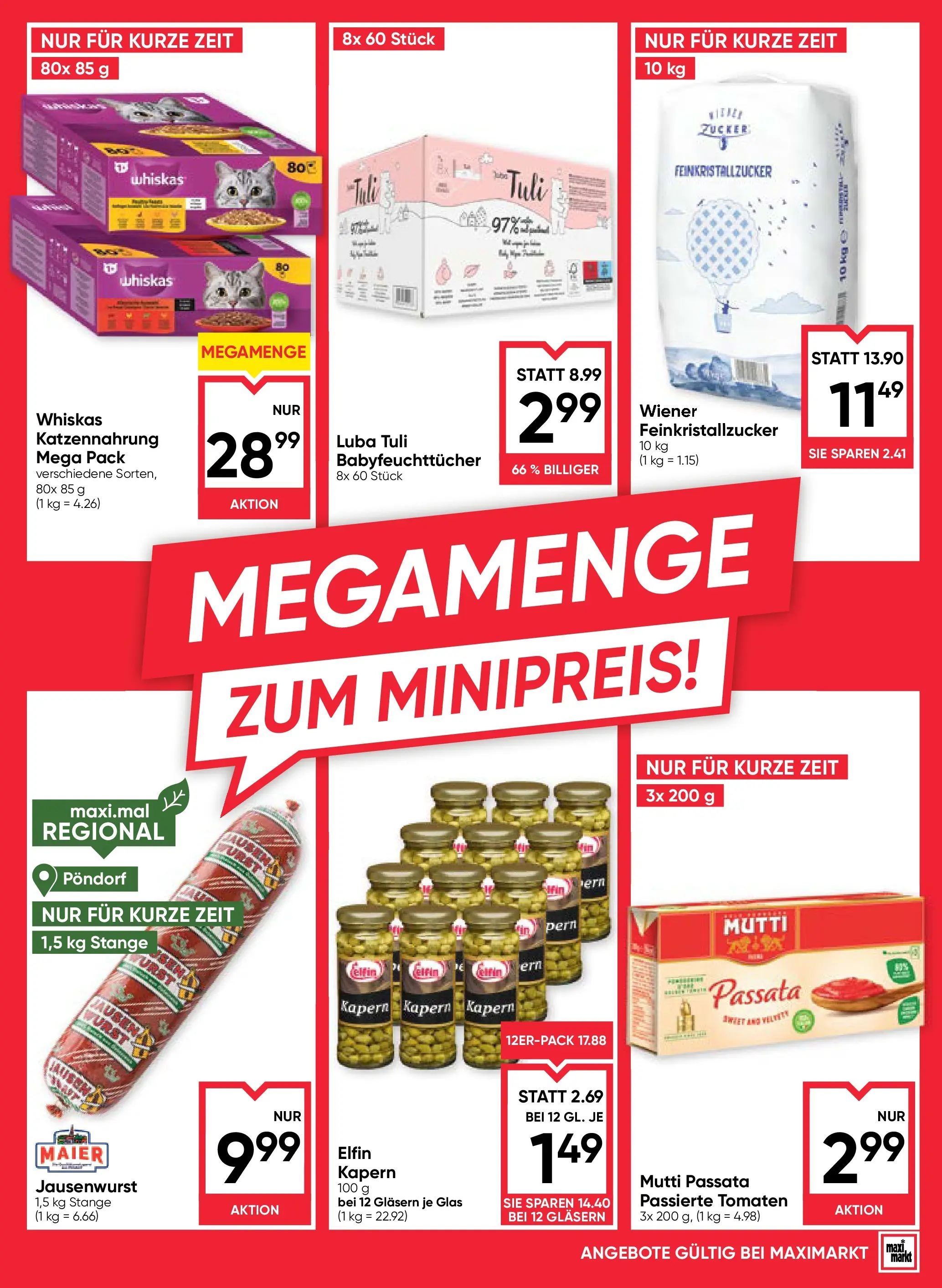 Maximarkt Vöcklabruck, Wels von 23.10.2025 - Aktuelle Angebote | Seite: 17 | Produkte: Zucker, Wurst, Tomaten