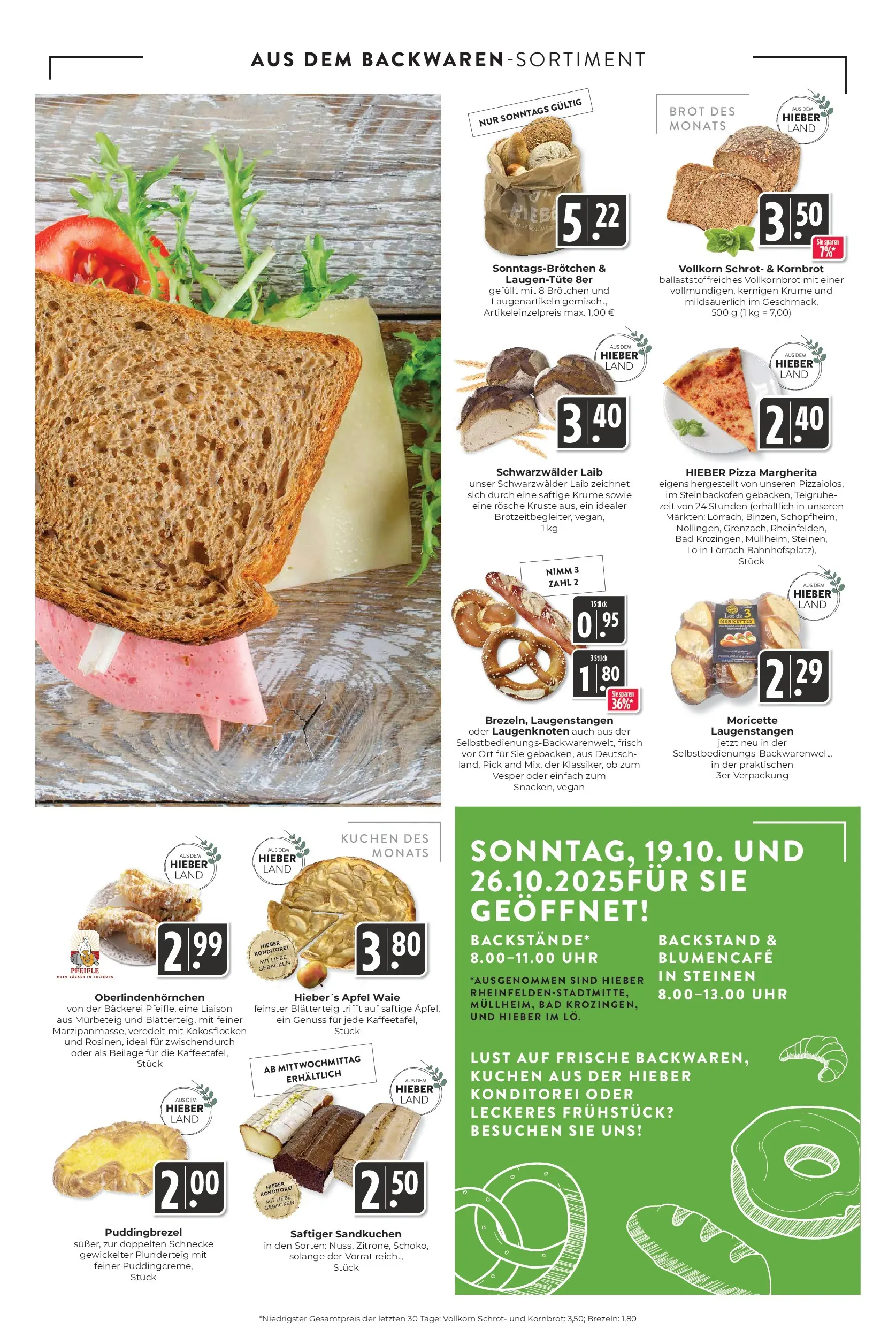 Entdecke - Hieber's Frischecenter: Meine Woche (ab 19.10.2025) zum Blättern | Seite: 7 | Produkte: Liege, Äpfel, Brot, Uhr