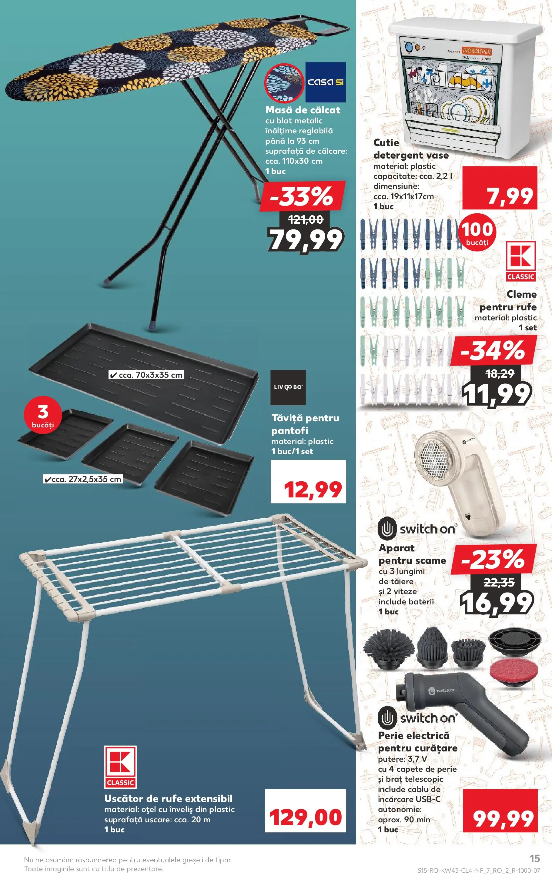 Catalog Kaufland - Domnesti 21.10.2025 - Revista si Oferta | Pagină: 15 | Produse: Uscător, Pantofi, Masă, Perie