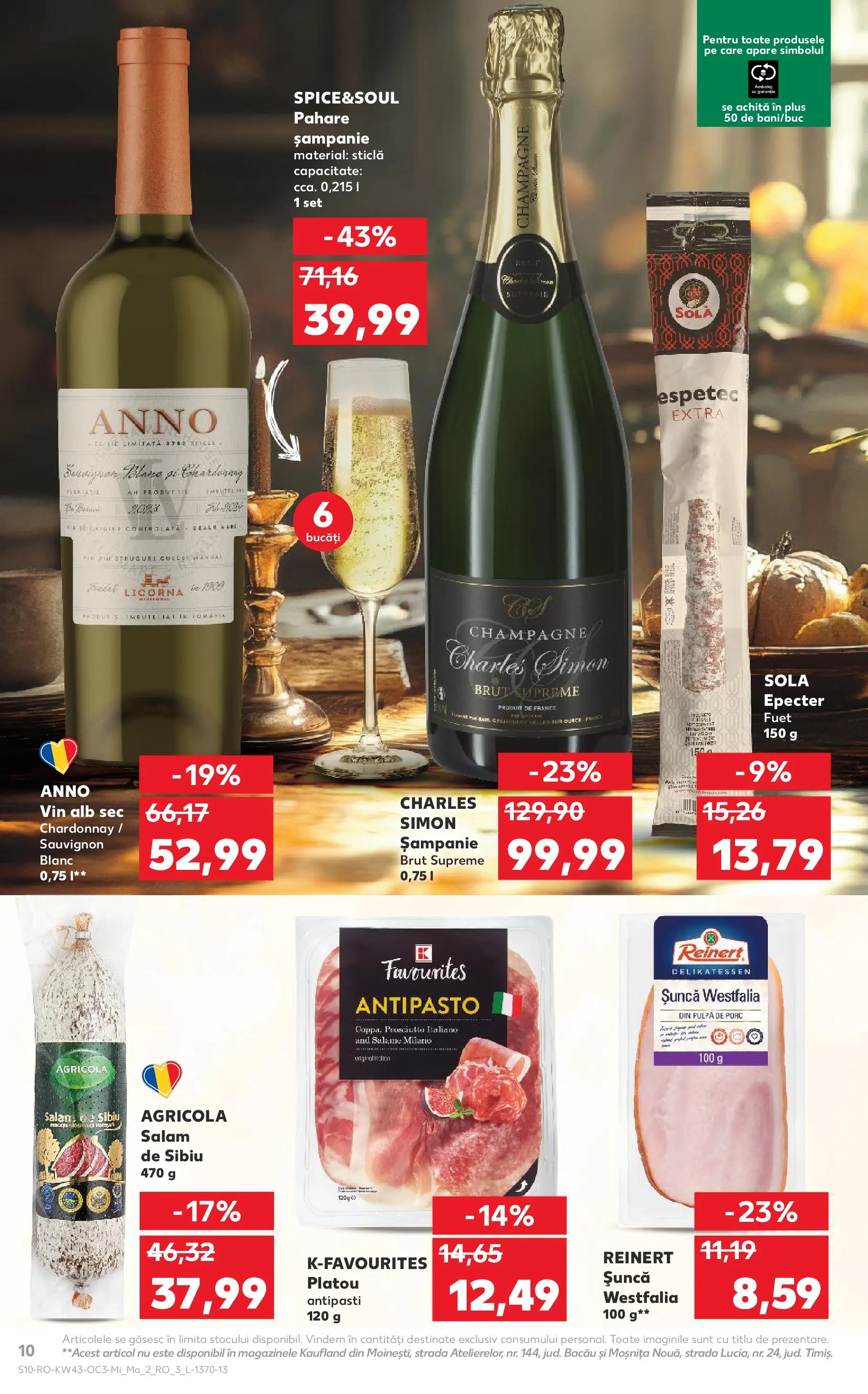 Catalog Kaufland - Comarnic 21.10.2025 - Revista si Oferta | Pagină: 10 | Produse: Pahare, Salam, Șuncă, Vin