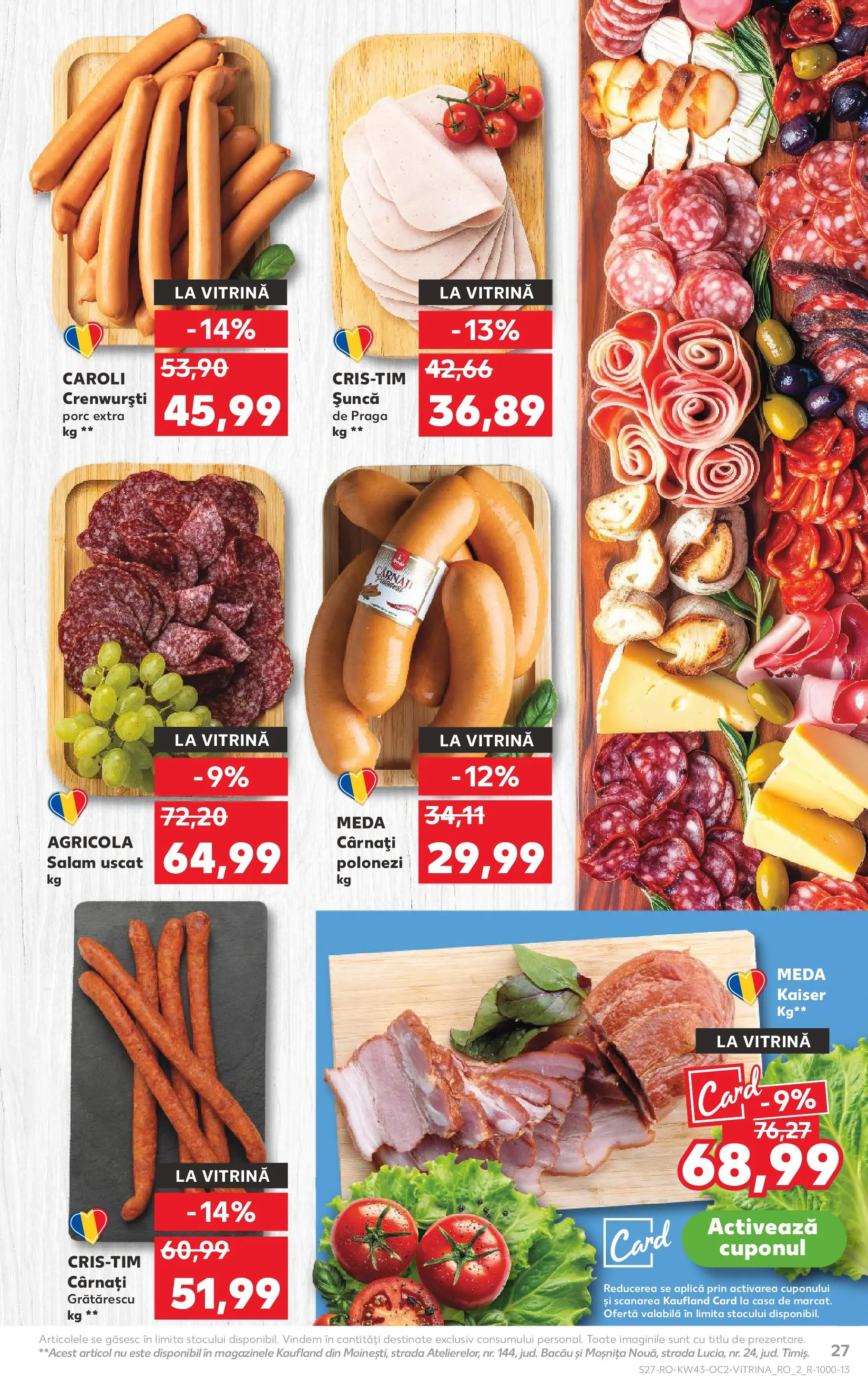 Catalog Kaufland - Pitești 21.10.2025 - Revista si Oferta | Pagină: 27 | Produse: Vitrină, Bacon, Salam, Cârnați