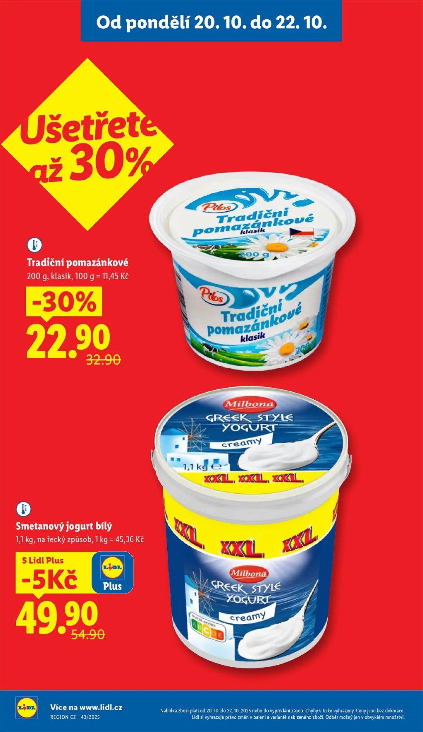 Lidl leták od 19.10.2025 - Nový akční leták | Strana: 4 | Produkty: Smetanový jogurt, Jogurt, Milbona
