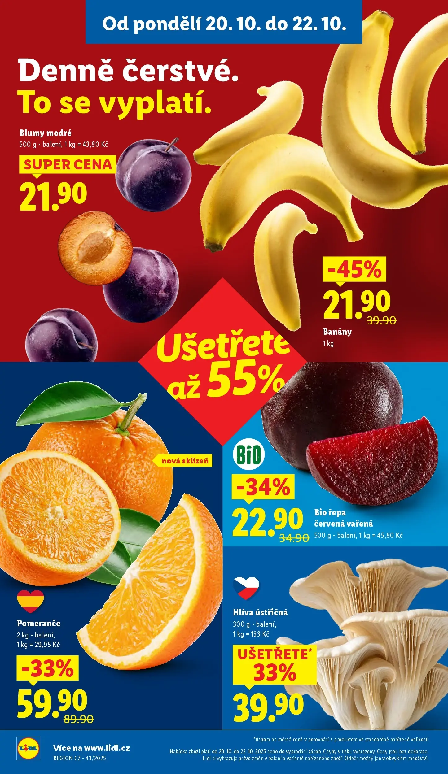 Lidl leták od 19.10.2025 - Nový akční leták | Strana: 8 | Produkty: Hlíva ústřičná, Pomeranče, Banány