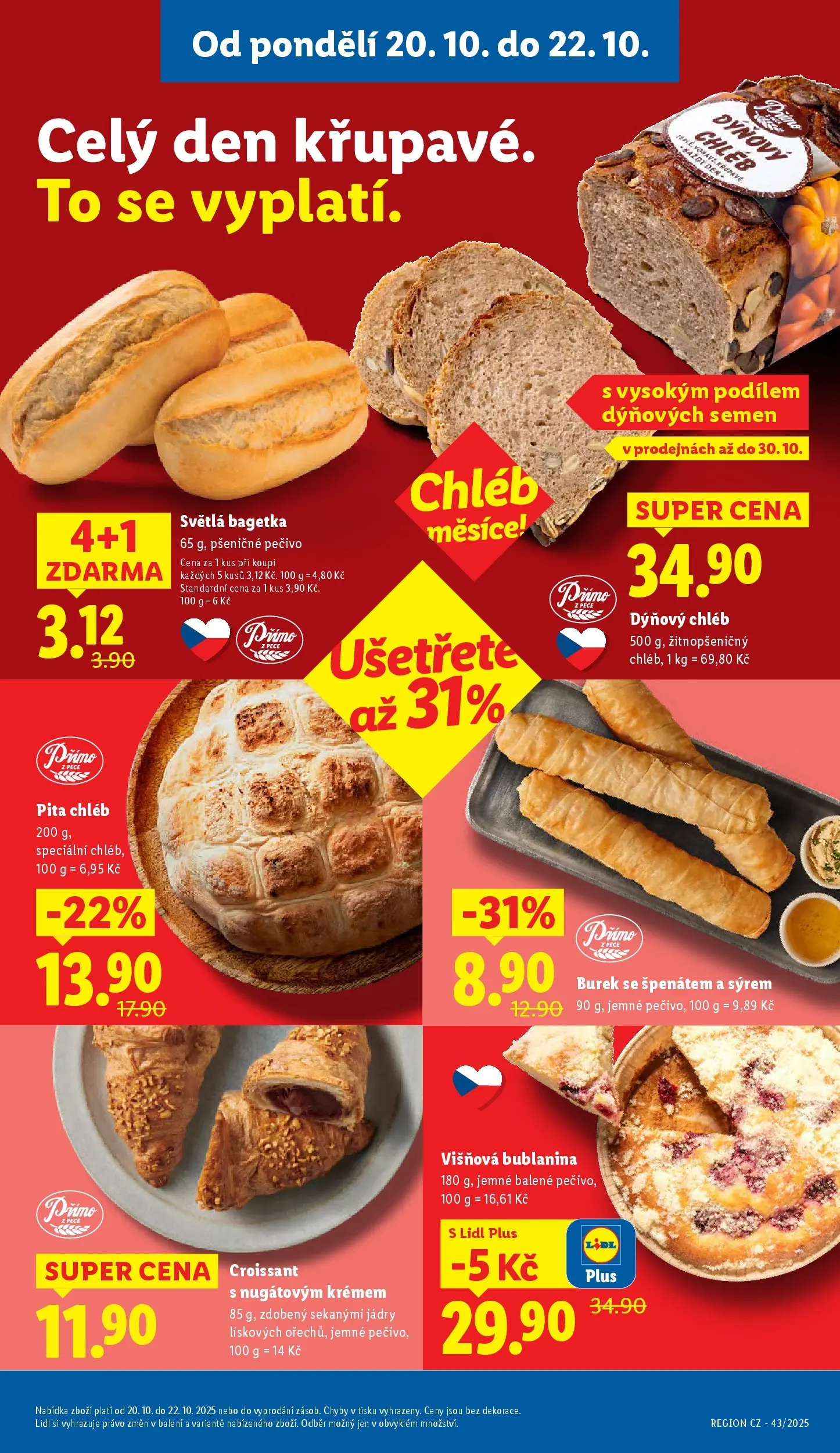 Lidl leták od 19.10.2025 - Nový akční leták | Strana: 11 | Produkty: Chléb, Pečivo, Burek, Pita chléb