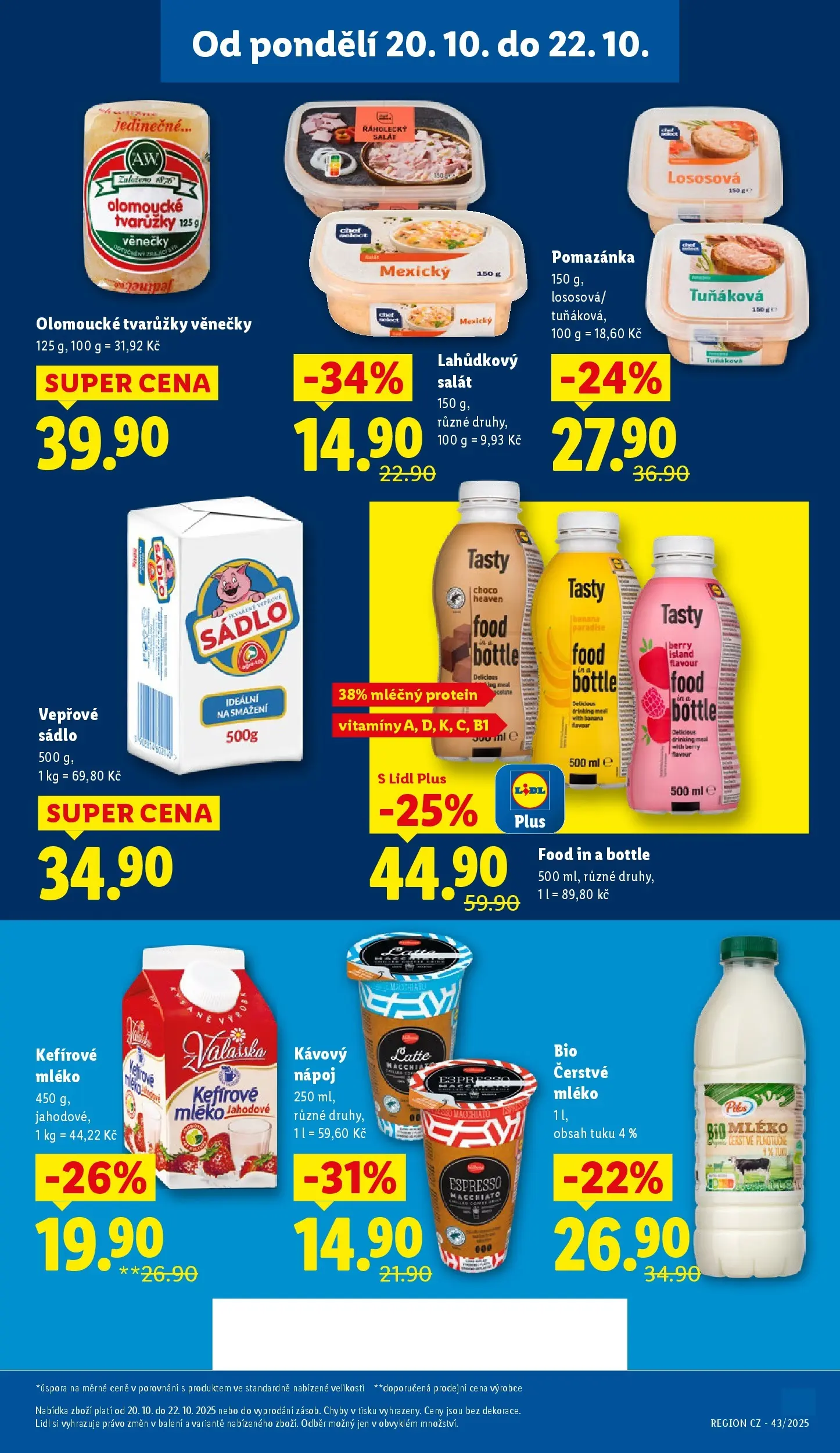 Lidl leták od 19.10.2025 - Nový akční leták | Strana: 23 | Produkty: Sádlo, Vitamíny, Olomoucké tvarůžky, Protein