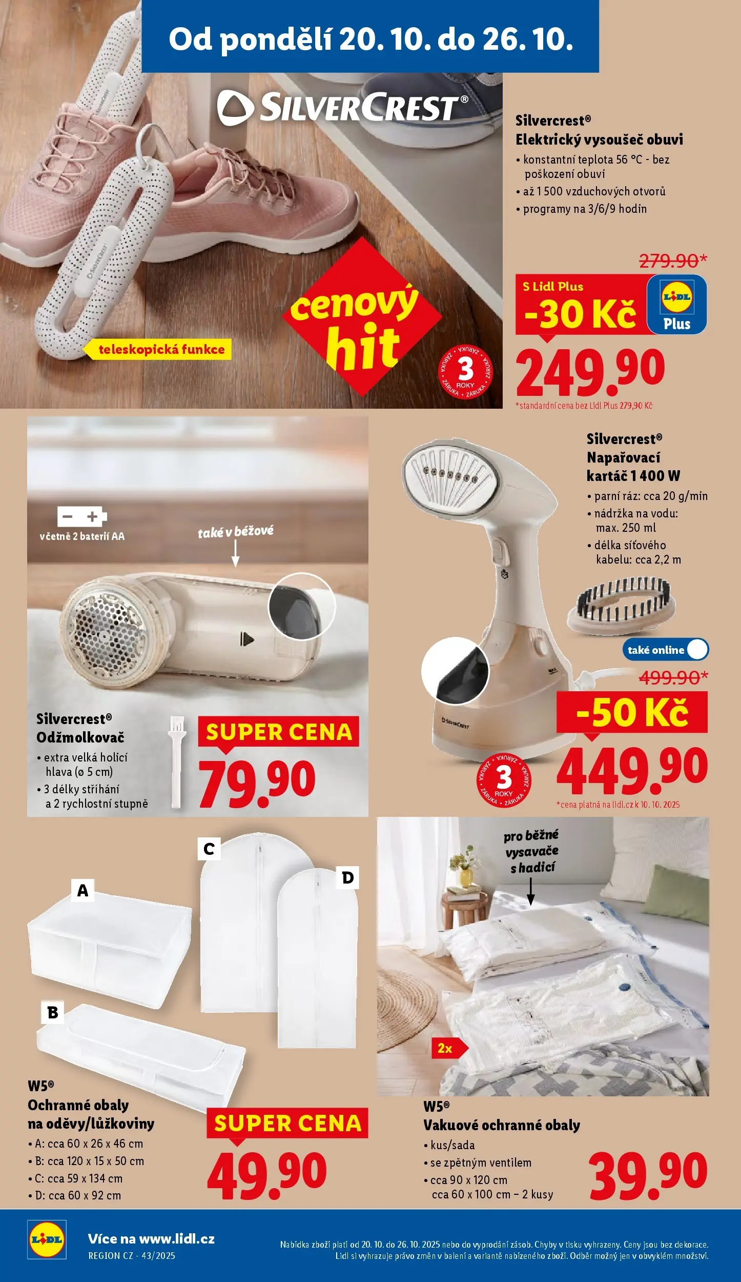 Lidl leták od 19.10.2025 - Nový akční leták | Strana: 12 | Produkty: Odžmolkovač, Napařovací kartáč, Vysavače, W5