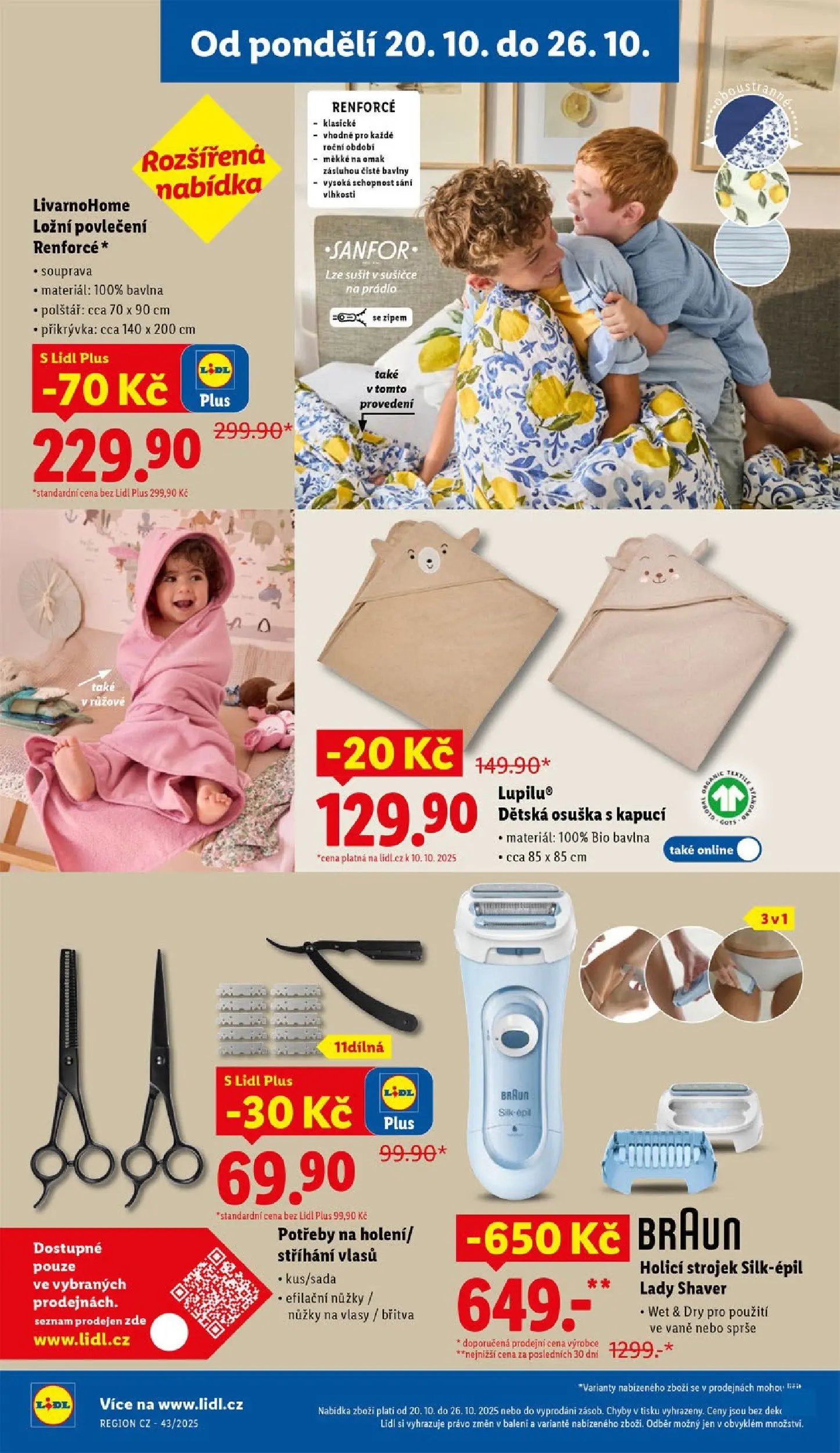 Lidl leták od 19.10.2025 - Nový akční leták | Strana: 9 | Produkty: Dětská osuška s kapucí, Osuška, Povlečení, Polštář