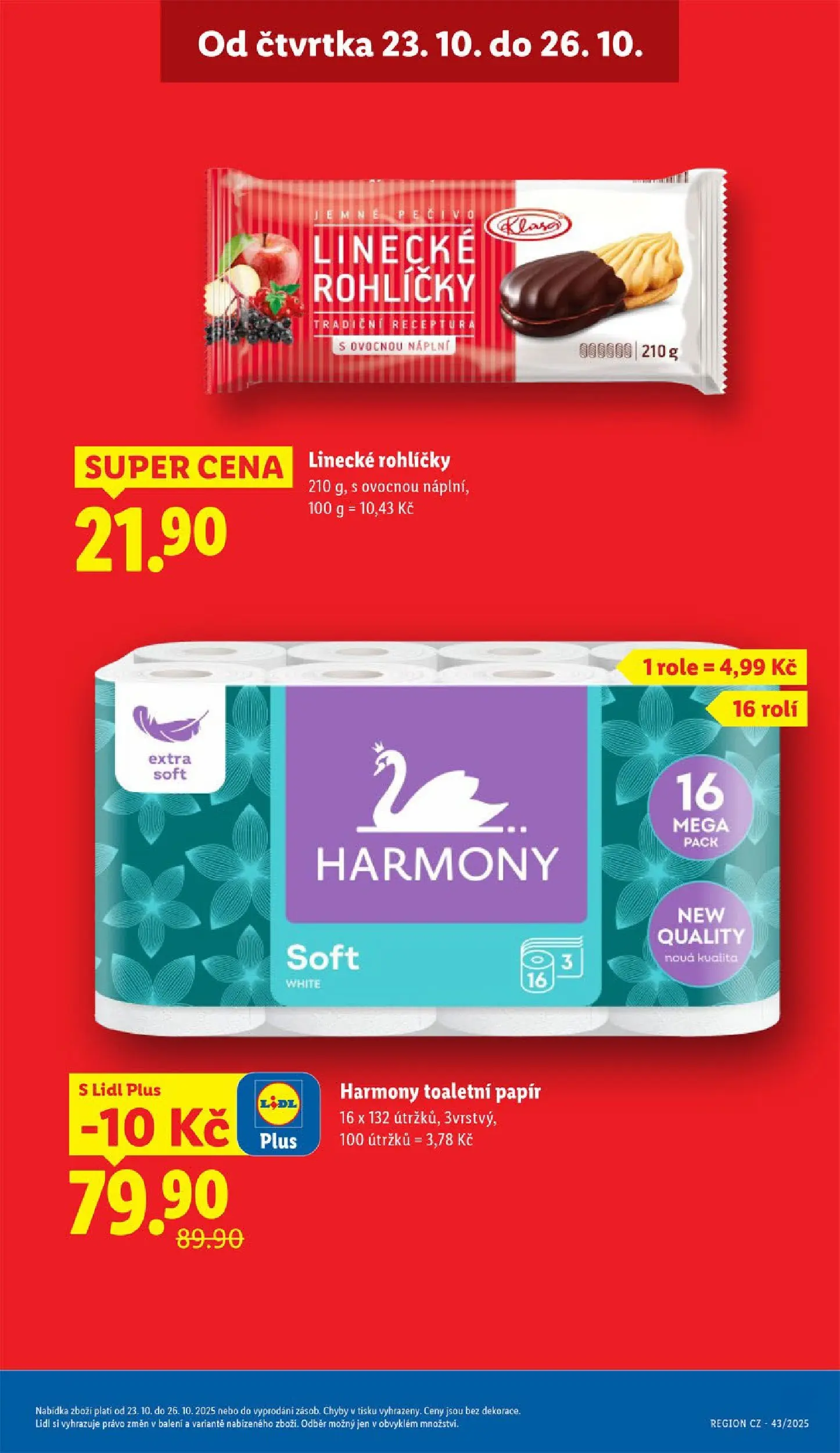 Lidl leták od 22.10.2025 - Nový akční leták | Strana: 5 | Produkty: Cookies, Toaletní papír, Pečivo, Linecké rohlíčky
