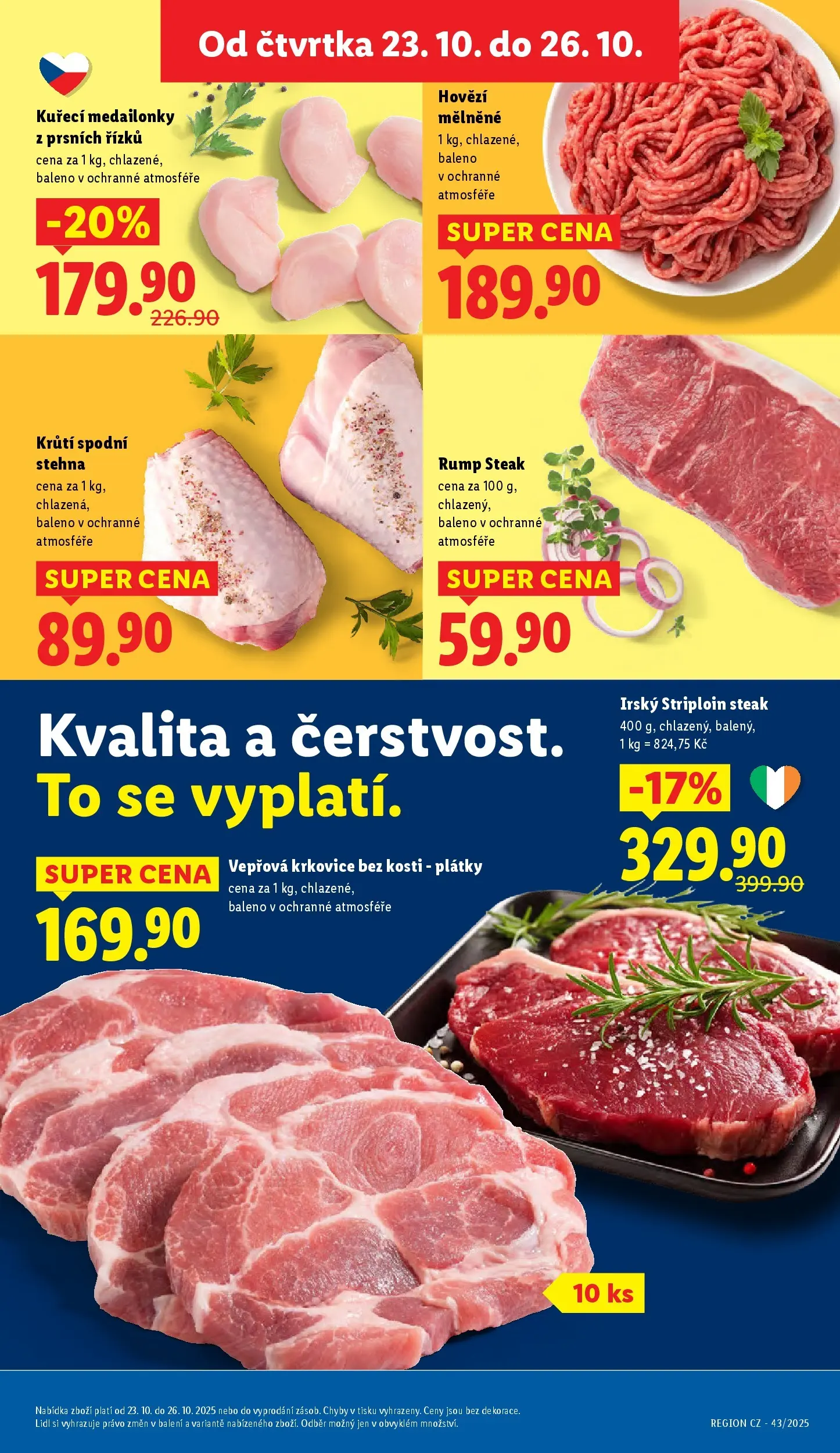 Lidl leták od 22.10.2025 - Nový akční leták | Strana: 11 | Produkty: Steak, Vepřová krkovice bez kosti, Krkovice bez kosti, Vepřová krkovice