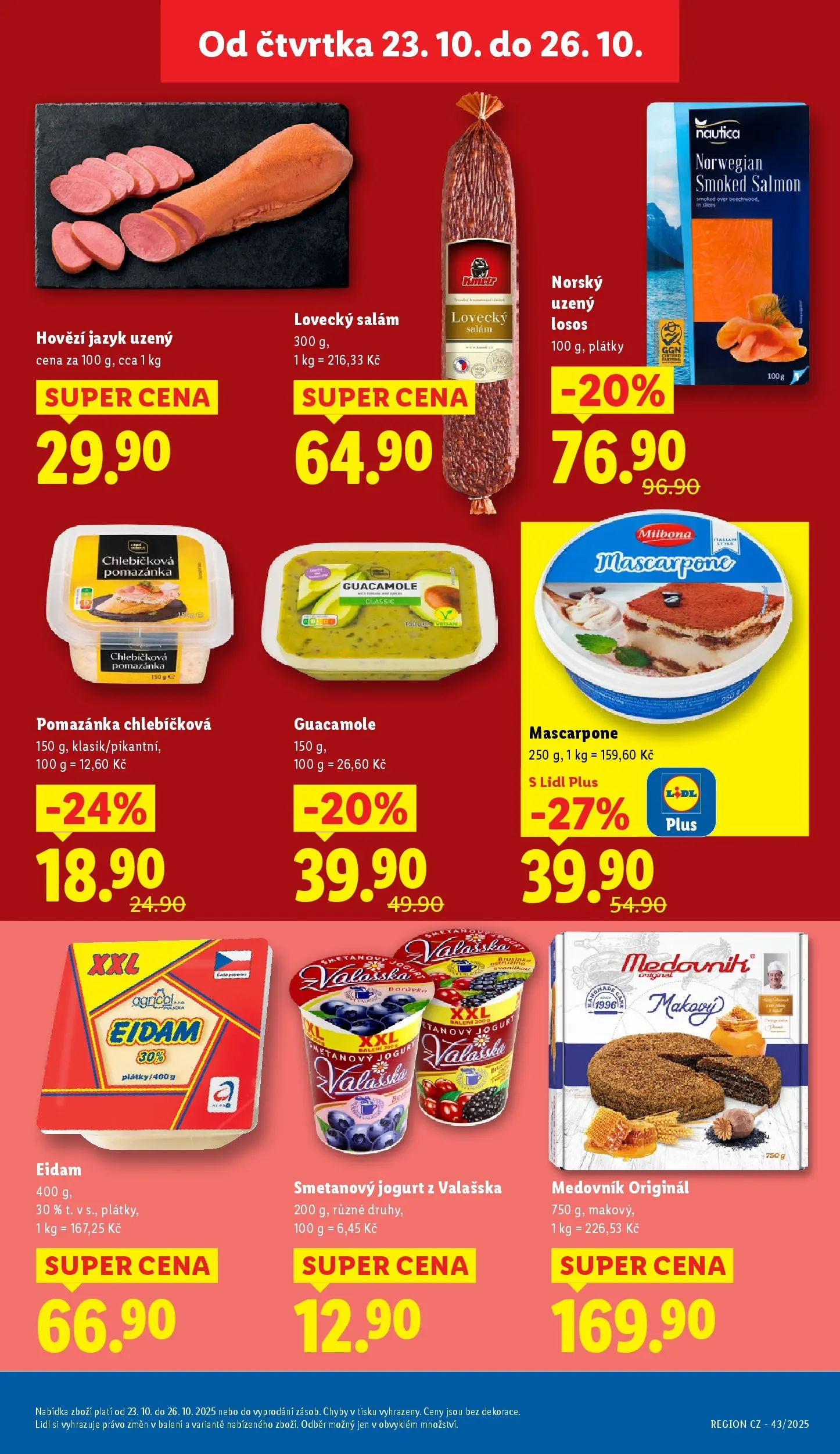 Lidl leták od 22.10.2025 - Nový akční leták | Strana: 13 | Produkty: Jogurt, Salám, Losos, Guacamole