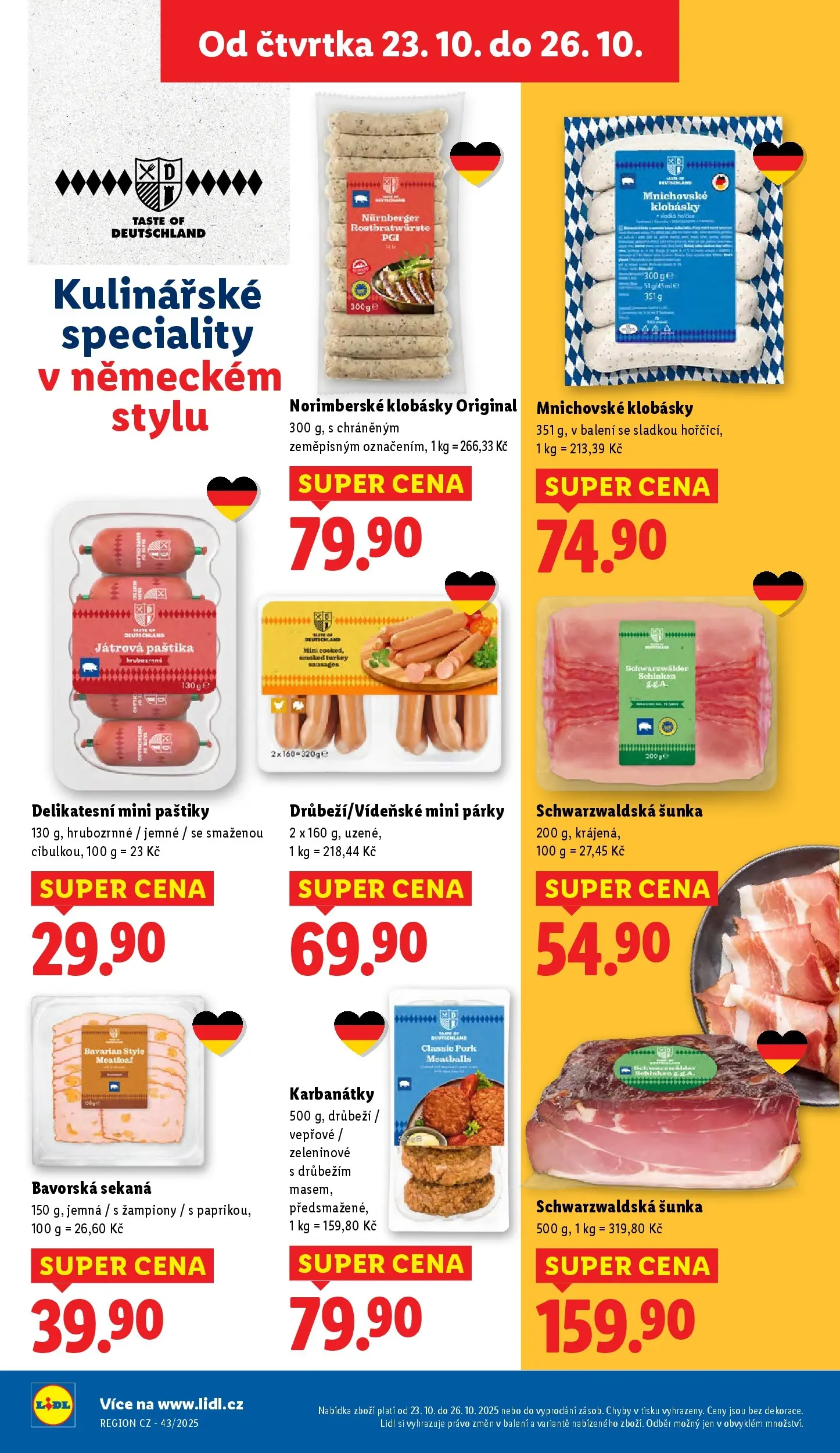 Lidl leták od 22.10.2025 - Nový akční leták | Strana: 14 | Produkty: Žampiony, Párky, Sekaná, Klobásky