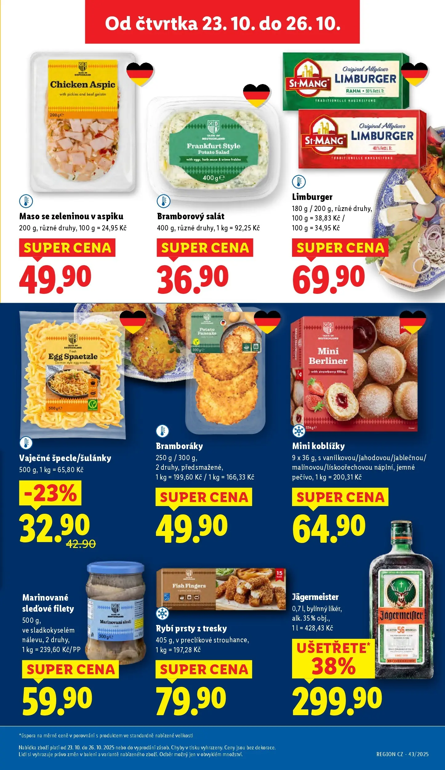 Lidl leták od 22.10.2025 - Nový akční leták | Strana: 15 | Produkty: Jägermeister, Limburger, Pečivo, Maso
