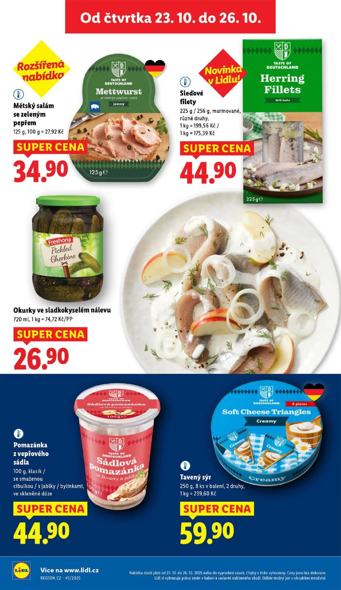 Lidl leták od 22.10.2025 - Nový akční leták | Strana: 16 | Produkty: Tavený sýr, Sýr, Okurky, Pomazánka