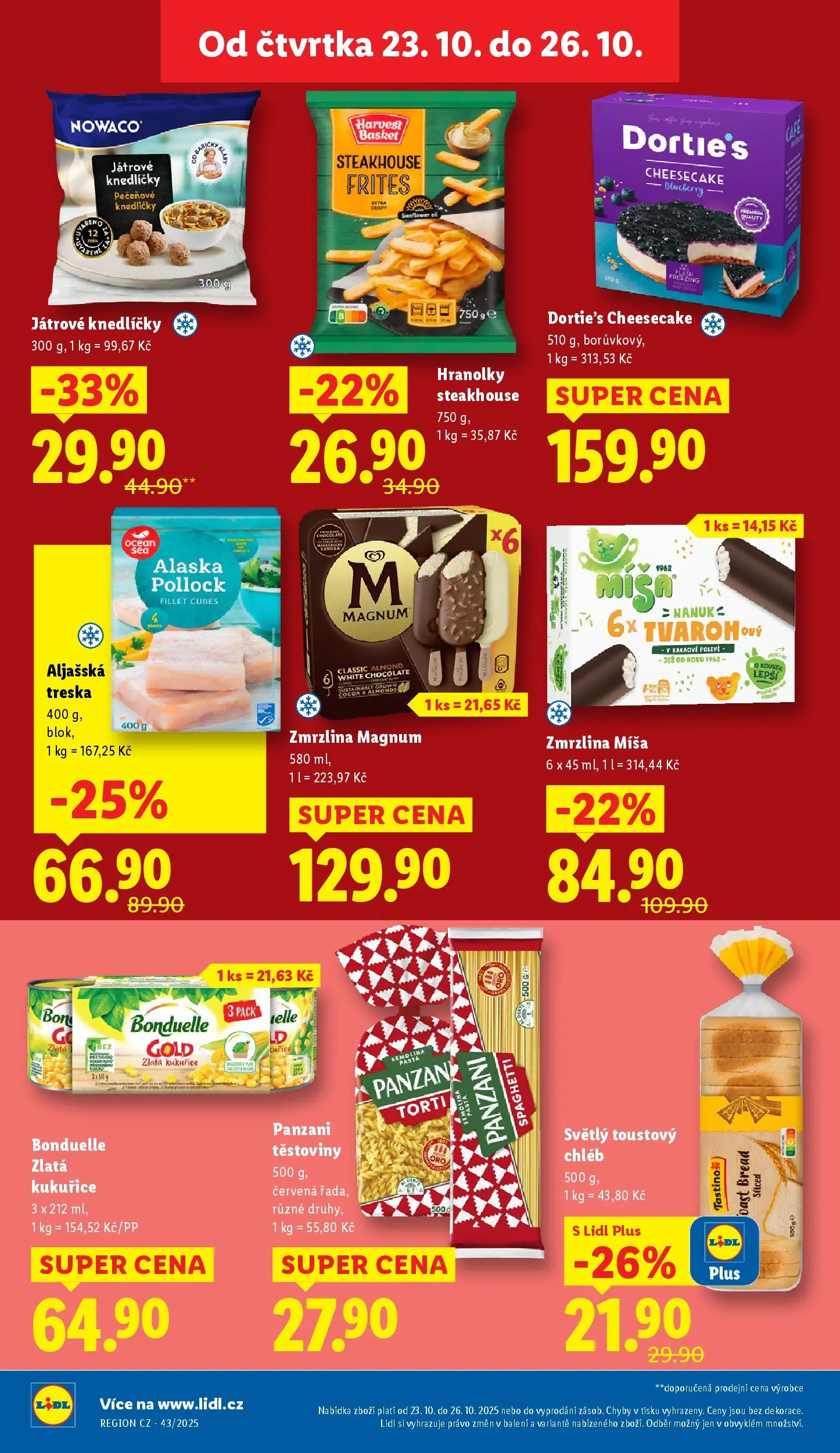 Lidl leták od 22.10.2025 - Nový akční leták | Strana: 20 | Produkty: Chléb, Hranolky, Cheesecake, Semolina