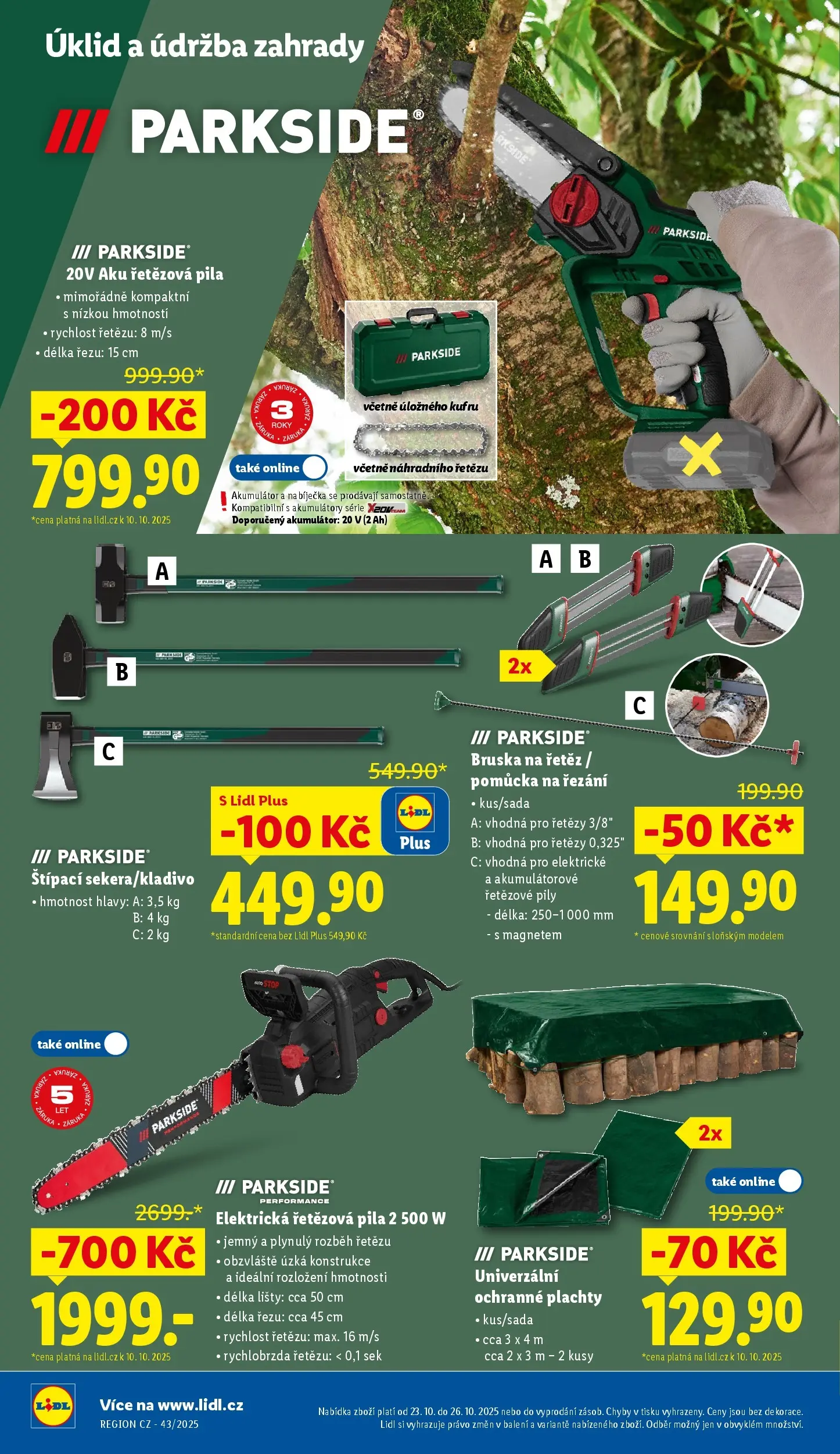 Lidl leták od 22.10.2025 - Nový akční leták | Strana: 38 | Produkty: Parkside, Elektrická řetězová pila, Bruska, Pila