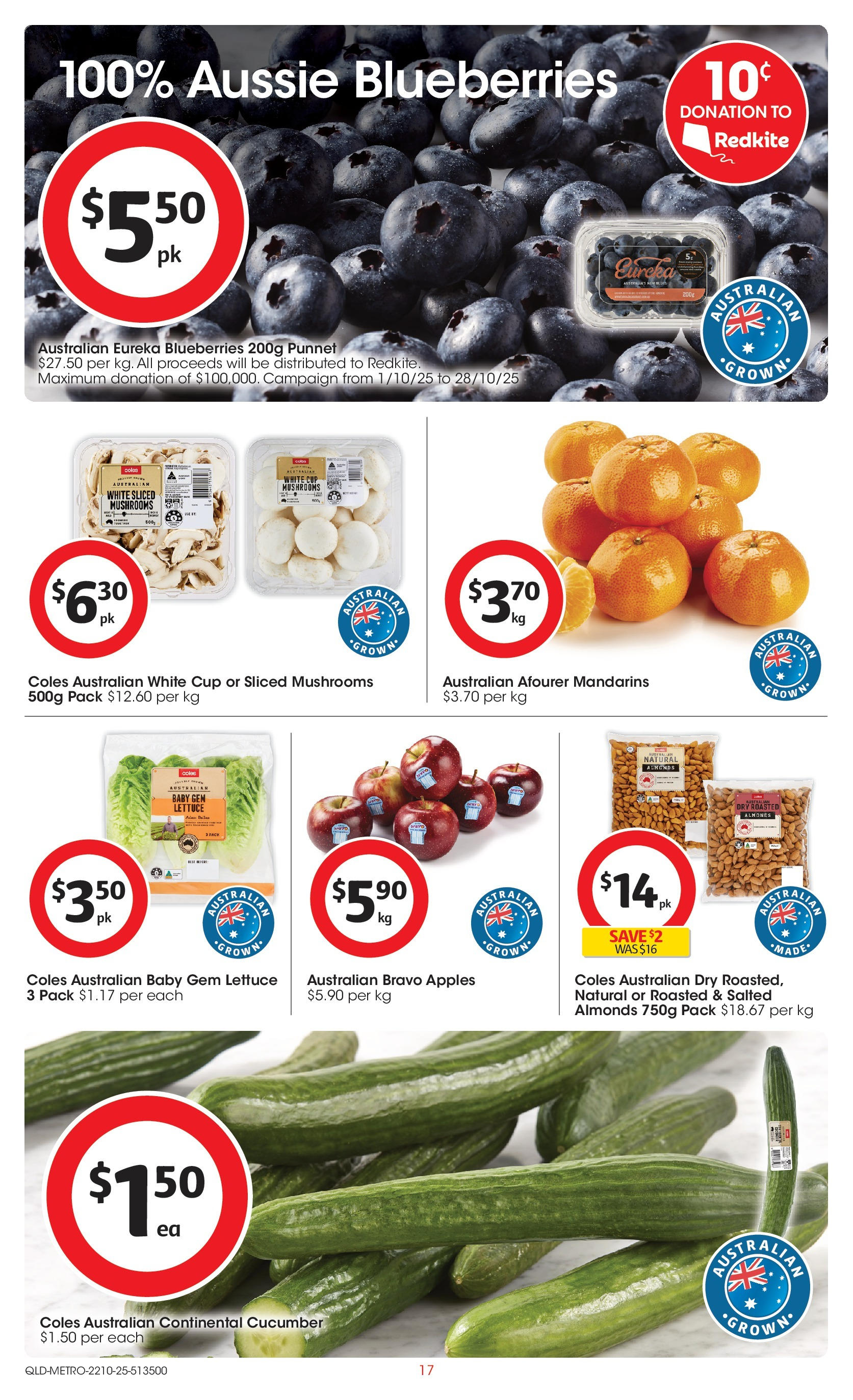 ﻿﻿Coles catalogue valid from 20/10/2025 > Online Australia | Page: 17 | Products: Almonds, Lettuce, Mandarins, Blueberries