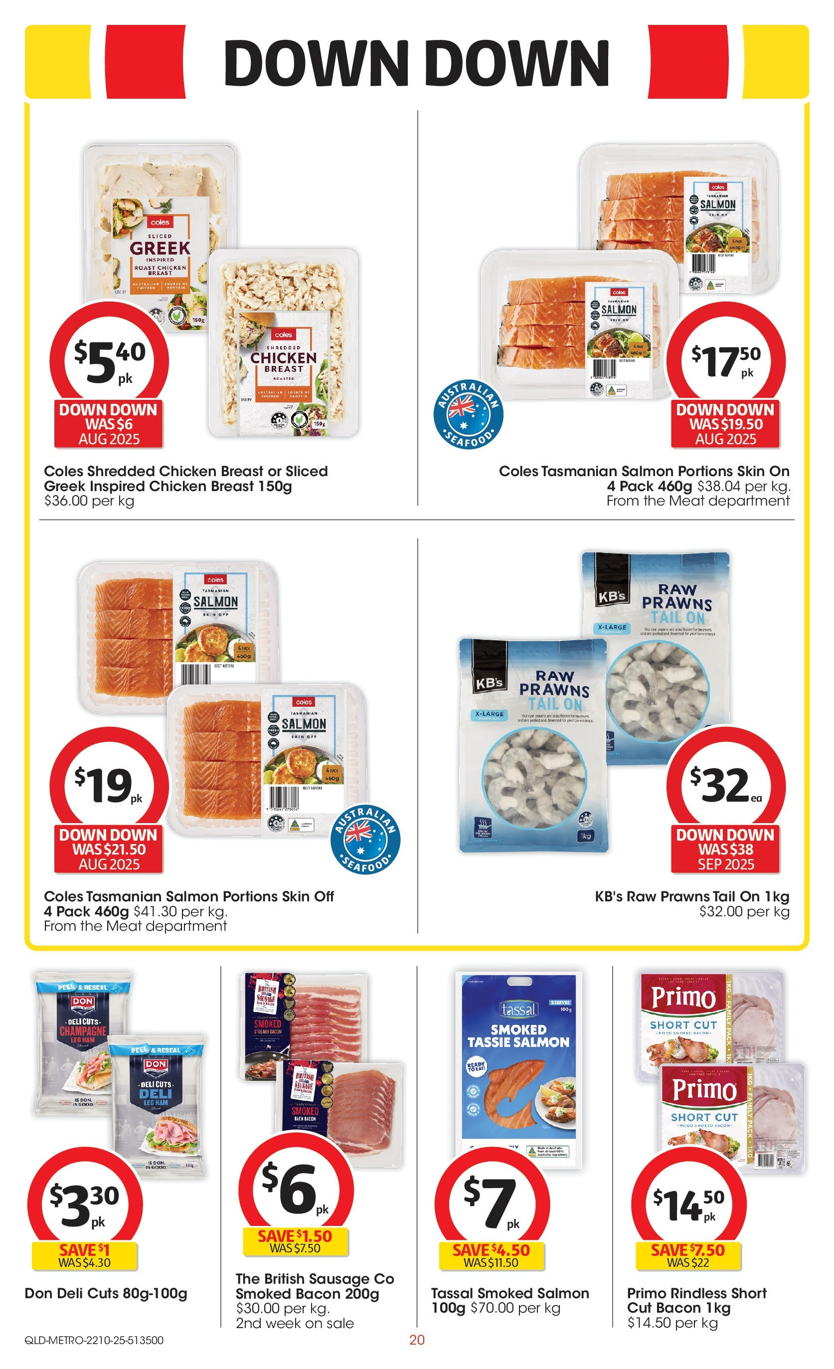 ﻿﻿Coles catalogue valid from 20/10/2025 > Online Australia | Page: 20 | Products: Peel, Chicken, Prawns, Sausage