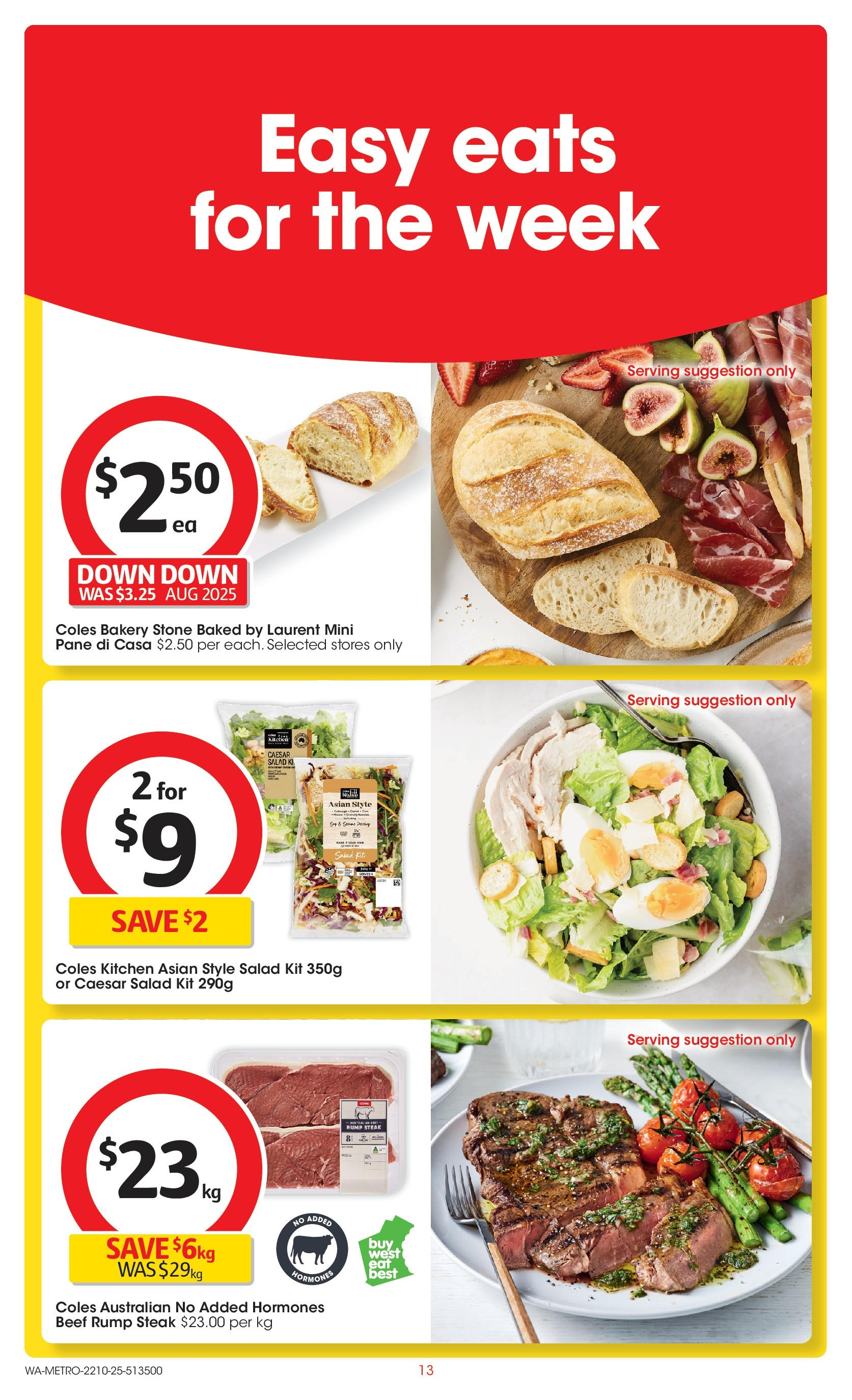﻿﻿Coles catalogue valid from 20/10/2025 > Online Australia | Page: 13 | Products: Beef, Salad, Steak, Bakery