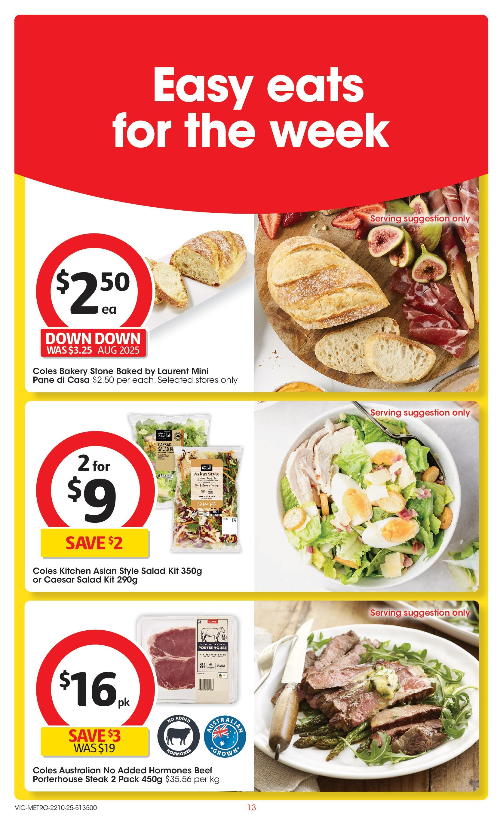﻿﻿Coles catalogue valid from 20/10/2025 > Online Australia | Page: 13 | Products: Beef, Salad, Steak, Bakery