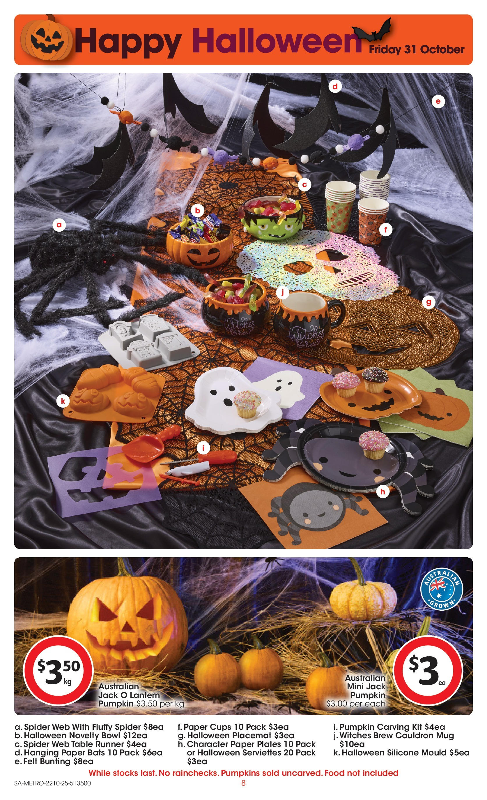 ﻿﻿Coles catalogue valid from 20/10/2025 > Online Australia | Page: 8 | Products: Cups, Novelty, Table runner, Pumpkin