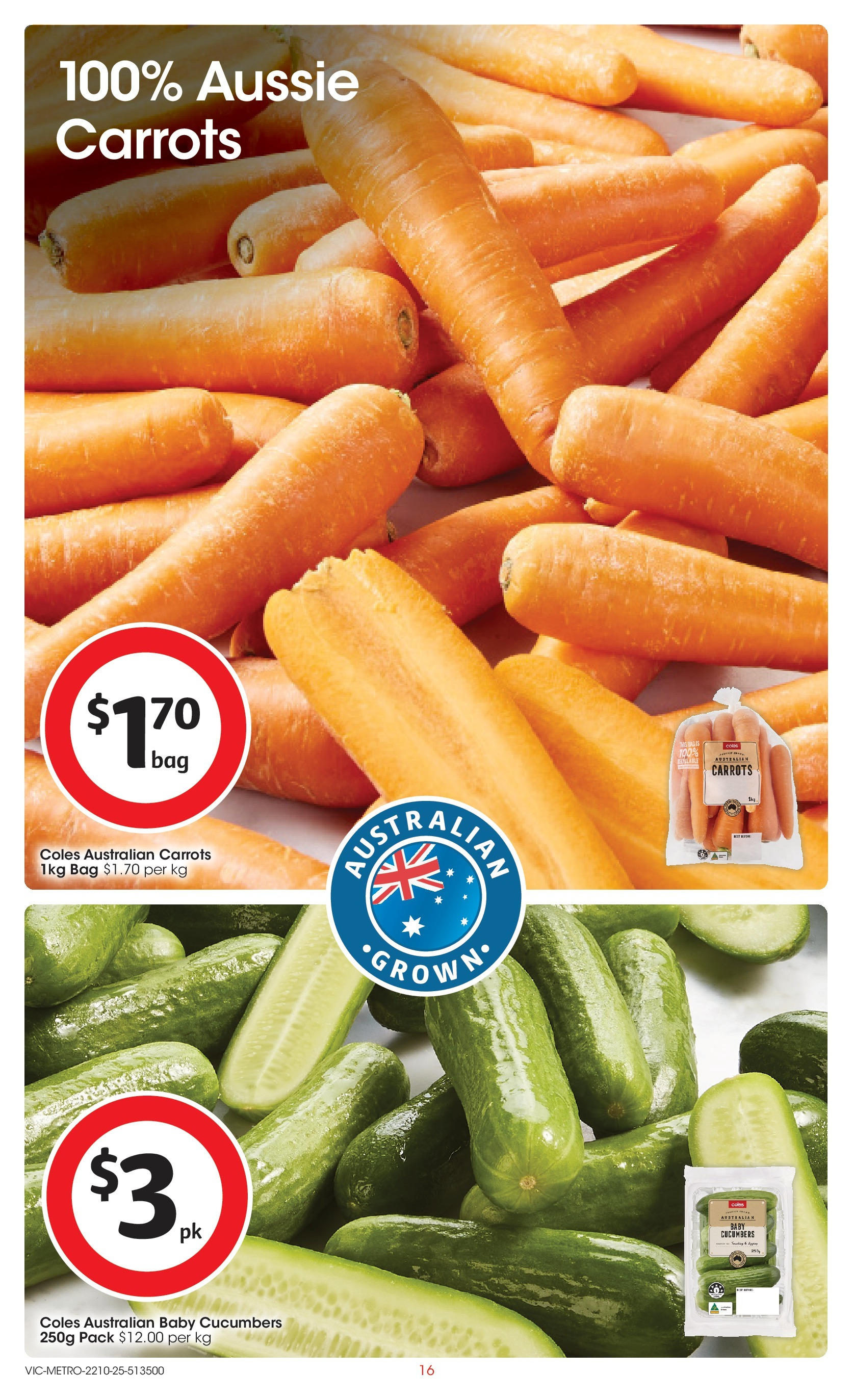 ﻿﻿Coles catalogue valid from 20/10/2025 > Online Australia | Page: 16 | Products: Carrots, Cucumbers, Bag