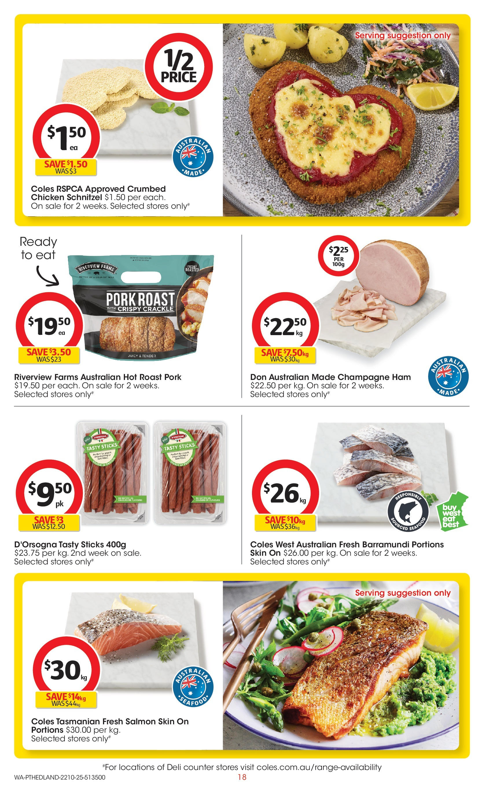 ﻿﻿Coles catalogue valid from 20/10/2025 > Online Australia | Page: 18 | Products: Ham, Chicken, Pork, Salmon