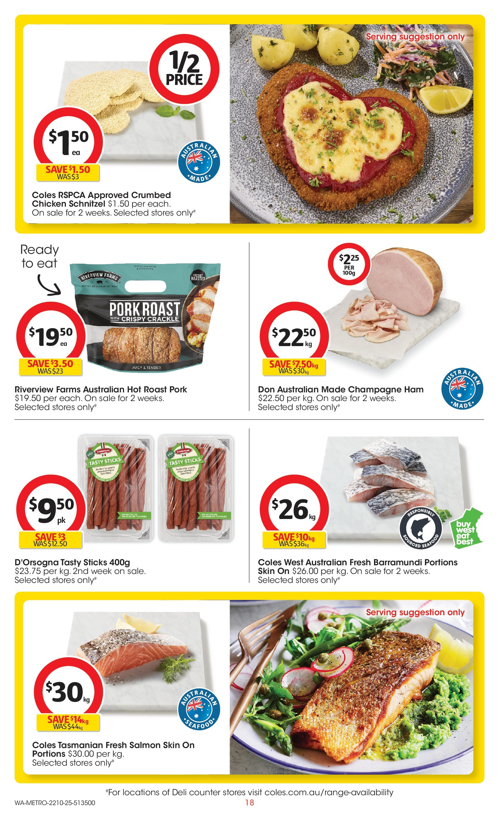 ﻿﻿Coles catalogue valid from 20/10/2025 > Online Australia | Page: 18 | Products: Ham, Chicken, Pork, Seafood