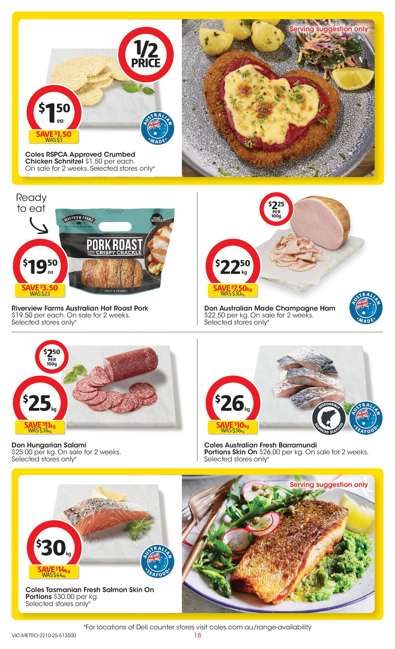 ﻿﻿Coles catalogue valid from 20/10/2025 > Online Australia | Page: 18 | Products: Chicken, Pork, Salmon, Seafood