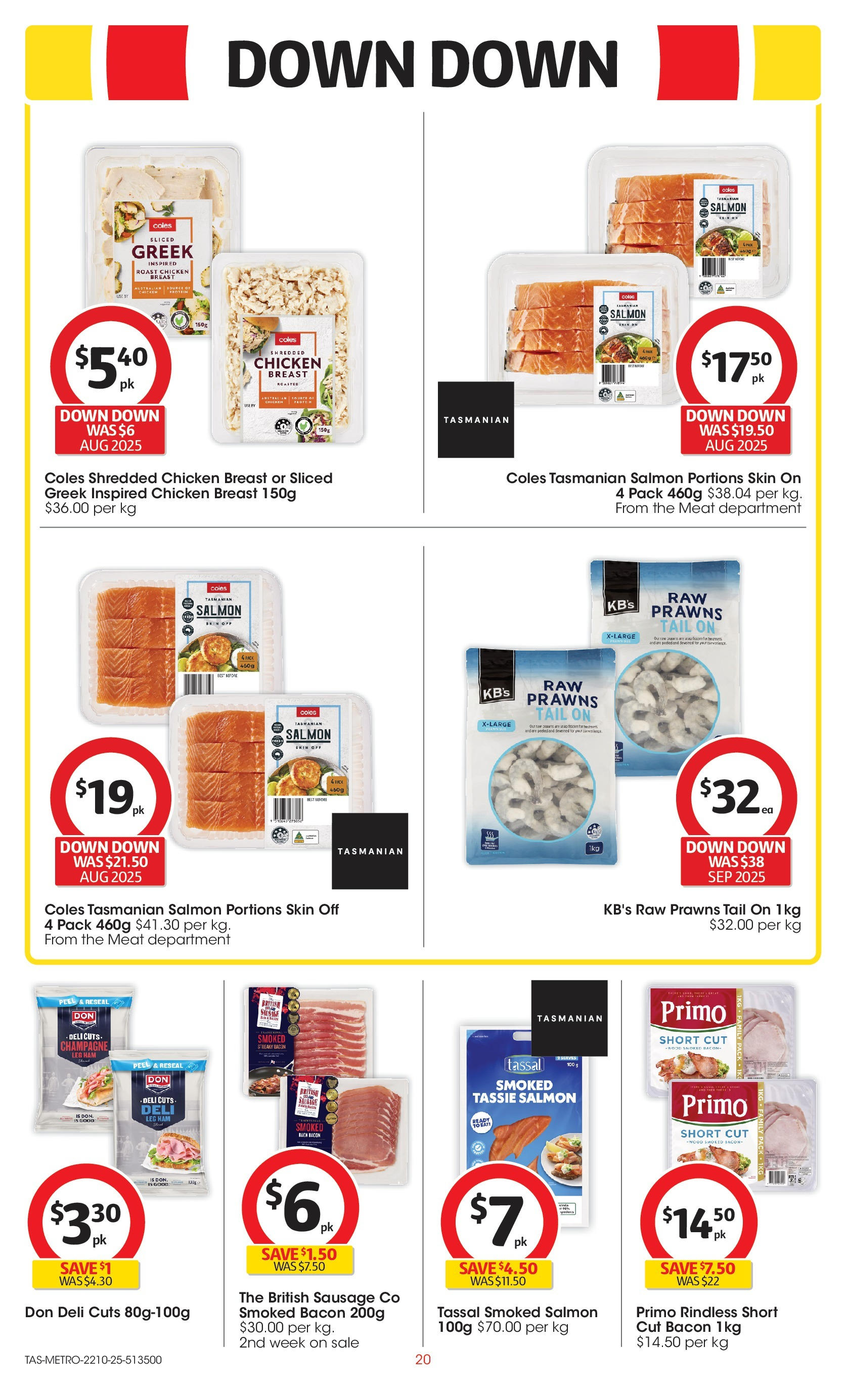 ﻿﻿Coles catalogue valid from 20/10/2025 > Online Australia | Page: 20 | Products: Peel, Wood, Salmon, Sausage