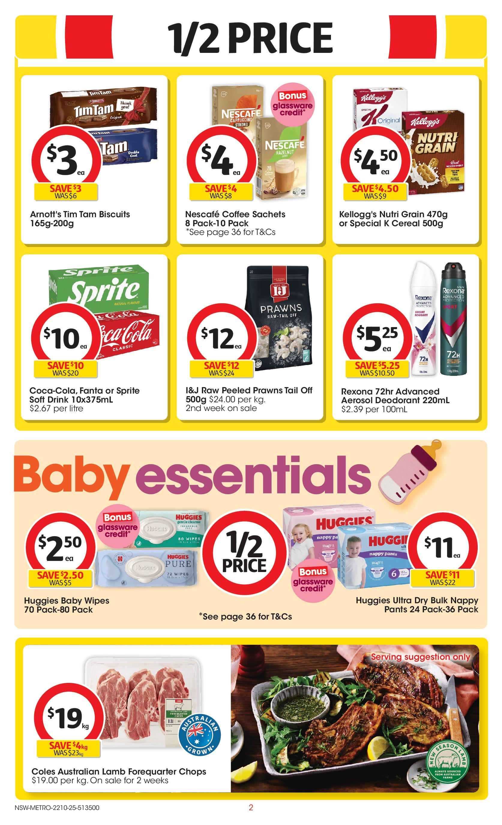 ﻿﻿Coles catalogue valid from 20/10/2025 > Online Australia | Page: 2 | Products: Glassware, Lamb, Prawns, Nescafe
