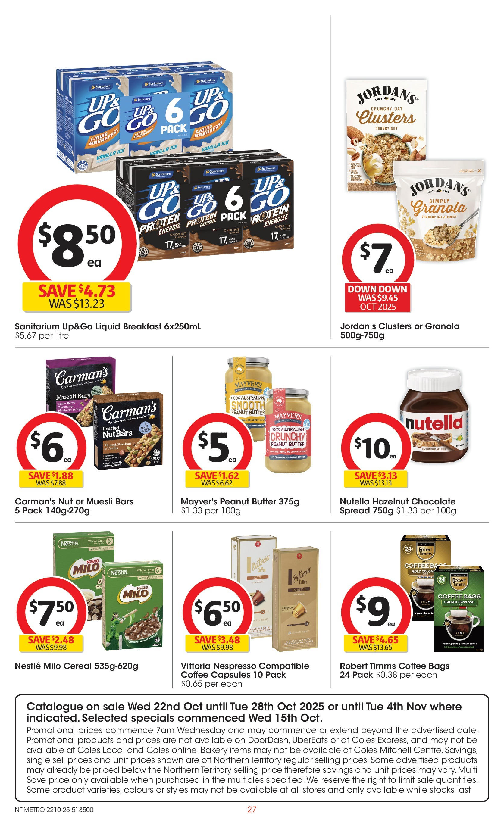 ﻿﻿Coles catalogue valid from 20/10/2025 > Online Australia | Page: 27 | Products: Coffee, Chocolate, Nutella, Sugar