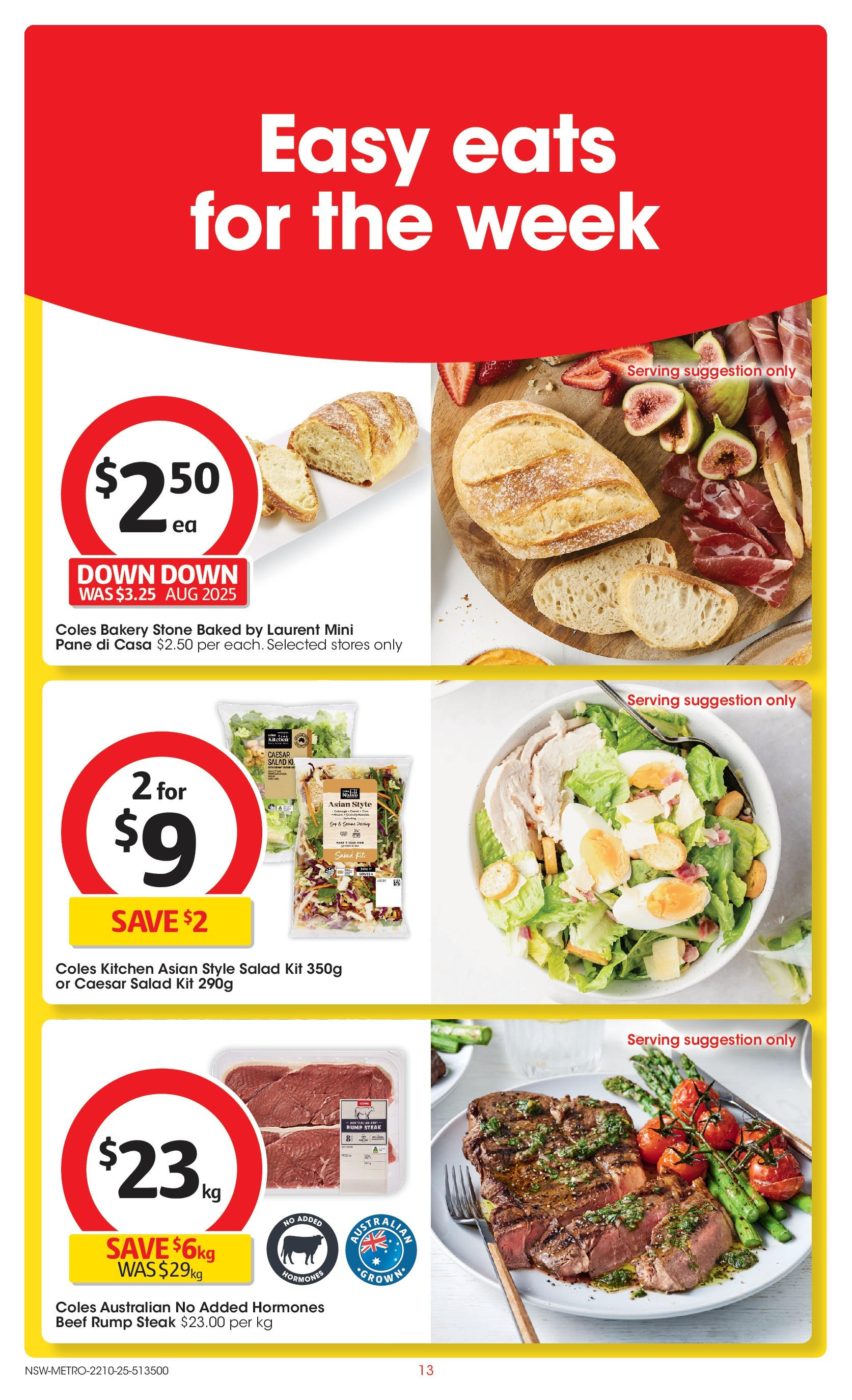 ﻿﻿Coles catalogue valid from 20/10/2025 > Online Australia | Page: 13 | Products: Beef, Salad, Steak, Bakery