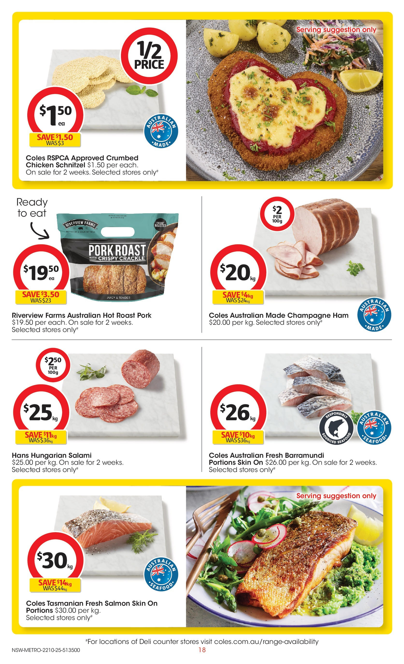 ﻿﻿Coles catalogue valid from 20/10/2025 > Online Australia | Page: 18 | Products: Chicken, Pork, Salmon, Seafood
