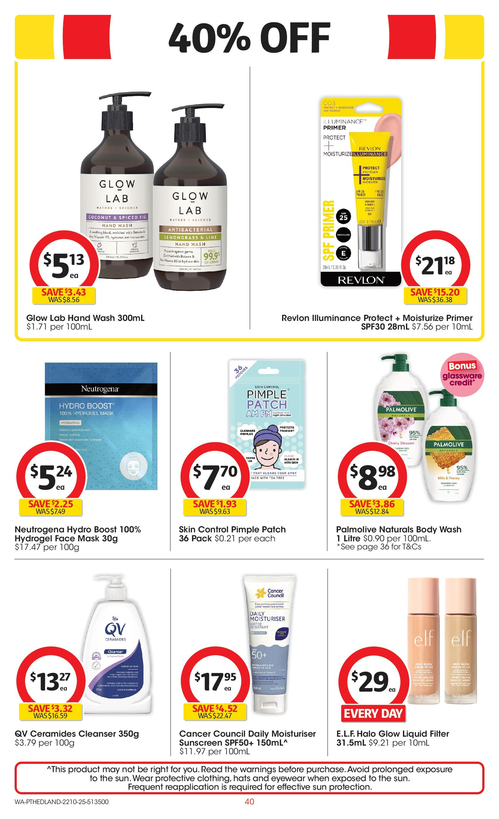 ﻿﻿Coles catalogue valid from 20/10/2025 > Online Australia | Page: 40 | Products: Mask, Sunscreen, Face mask, Sensitive skin